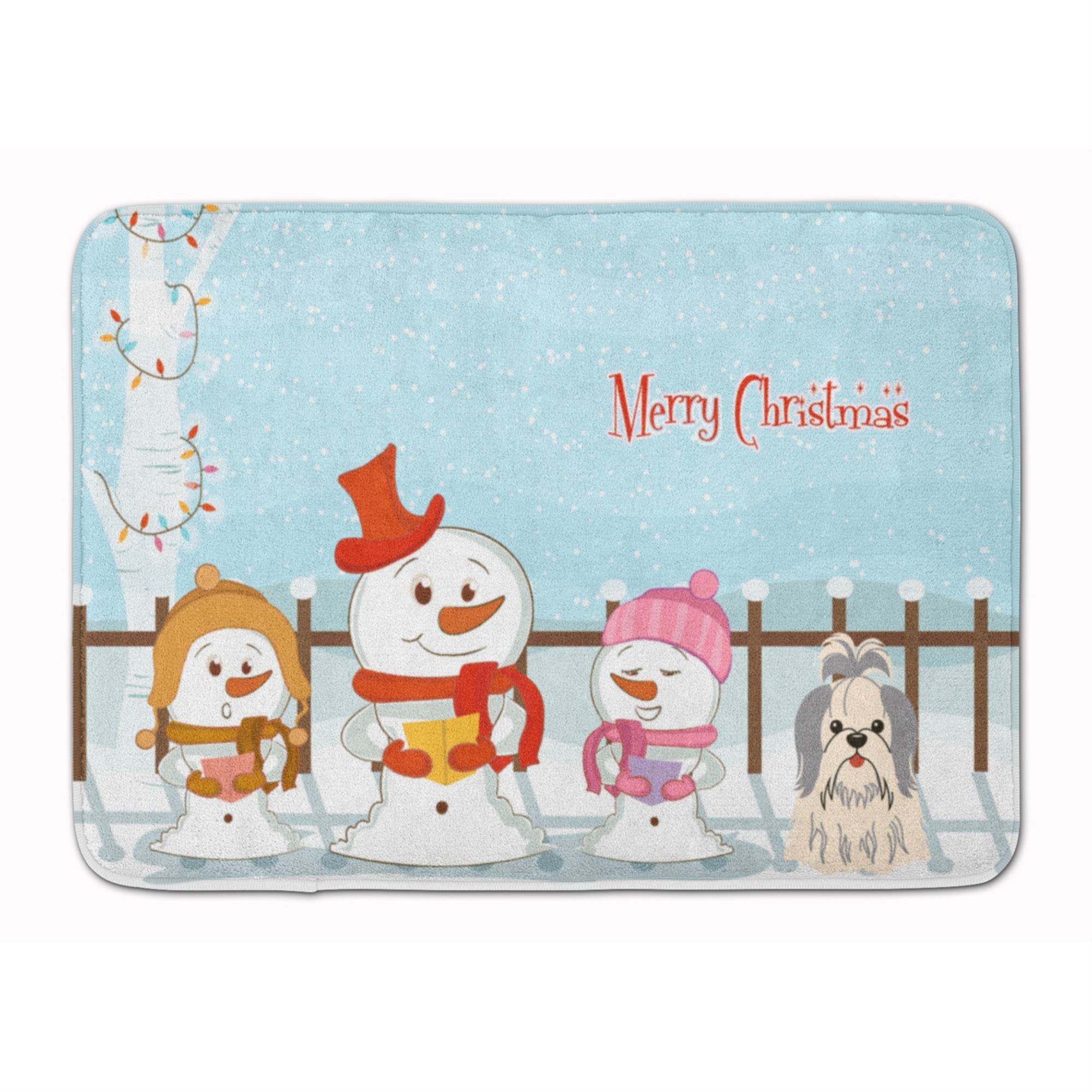 Caroline'S Treasures Merry Christmas Shih Tzu Silver White Floor Mat, 19 X 27, Multicolor