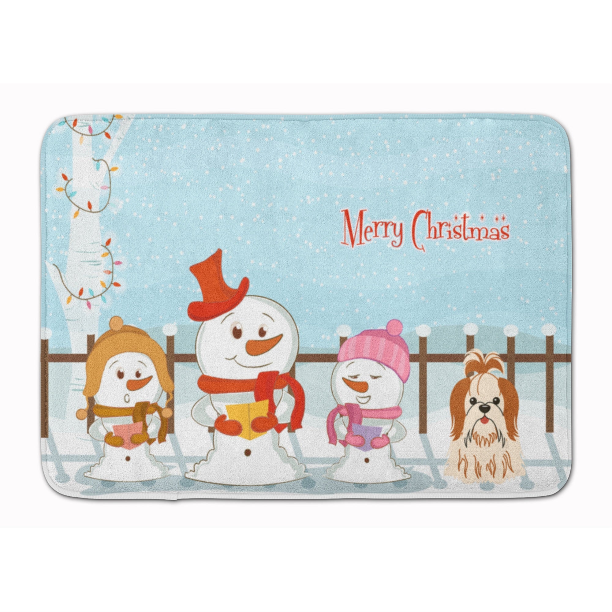 Caroline'S Treasures Christmas Carolers Shih Tzu Red White Floor Mat, 19 X 27, Multicolor