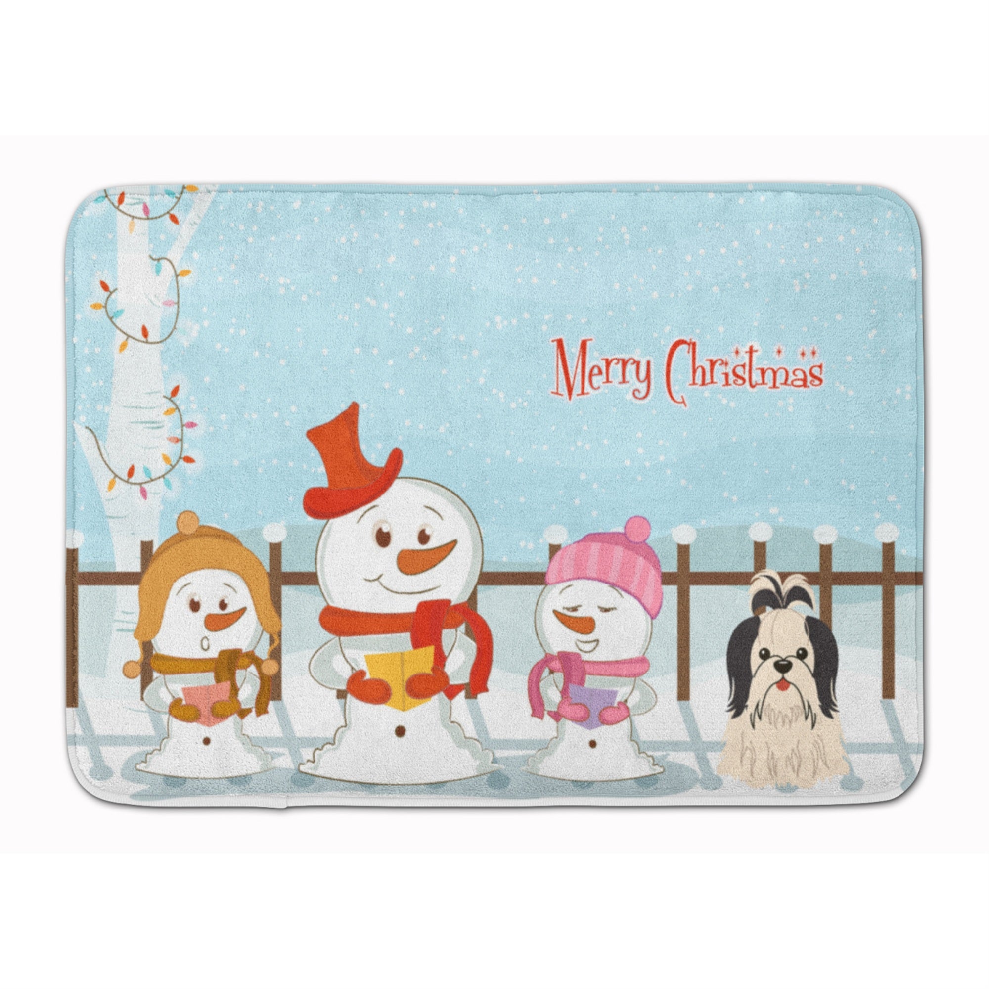 Caroline'S Treasures Merry Christmas Shih Tzu Black White Floor Mat, 19 X 27, Multicolor