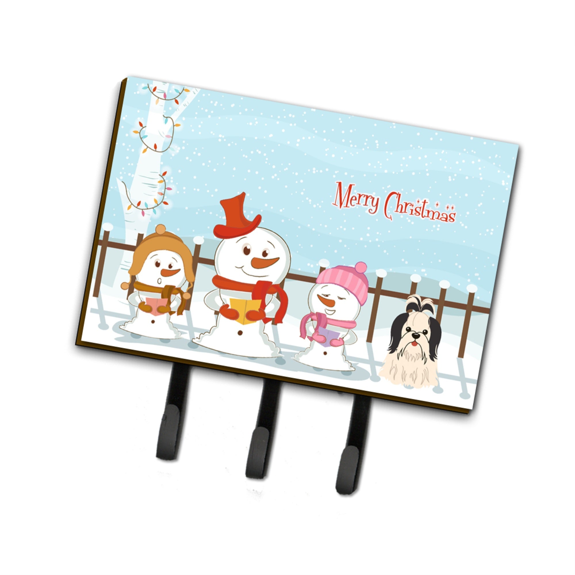 Caroline'S Treasures Merry Christmas Carolers Shih Tzu Black White Leash Or Key Holder Bb2419Th68, Triple, Multicolor