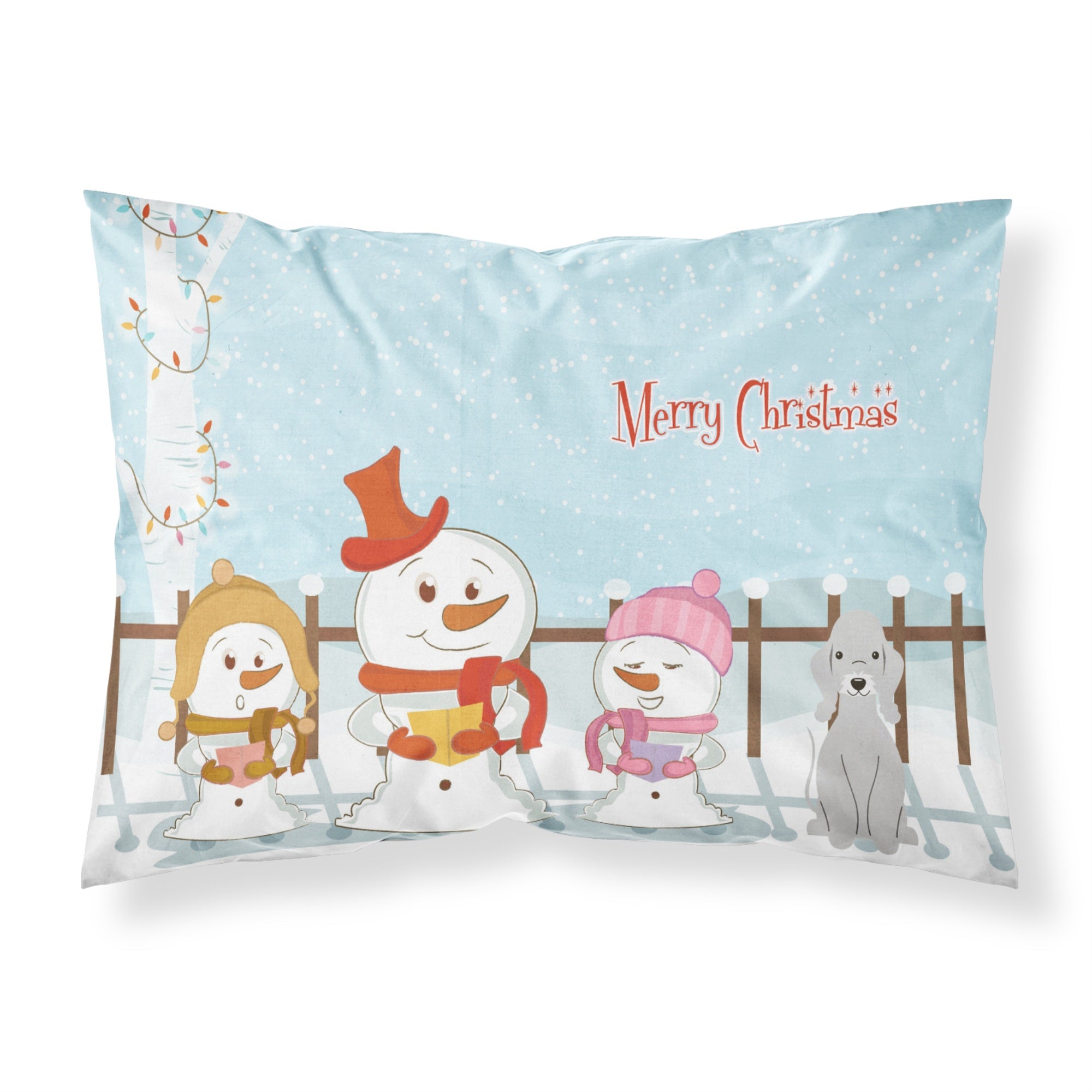 Caroline'S Treasures Merry Christmas Carolers Bedlington Terrier Blue Fabric Standard Pillowcase Bb2421Pillowcase, Multicolor,