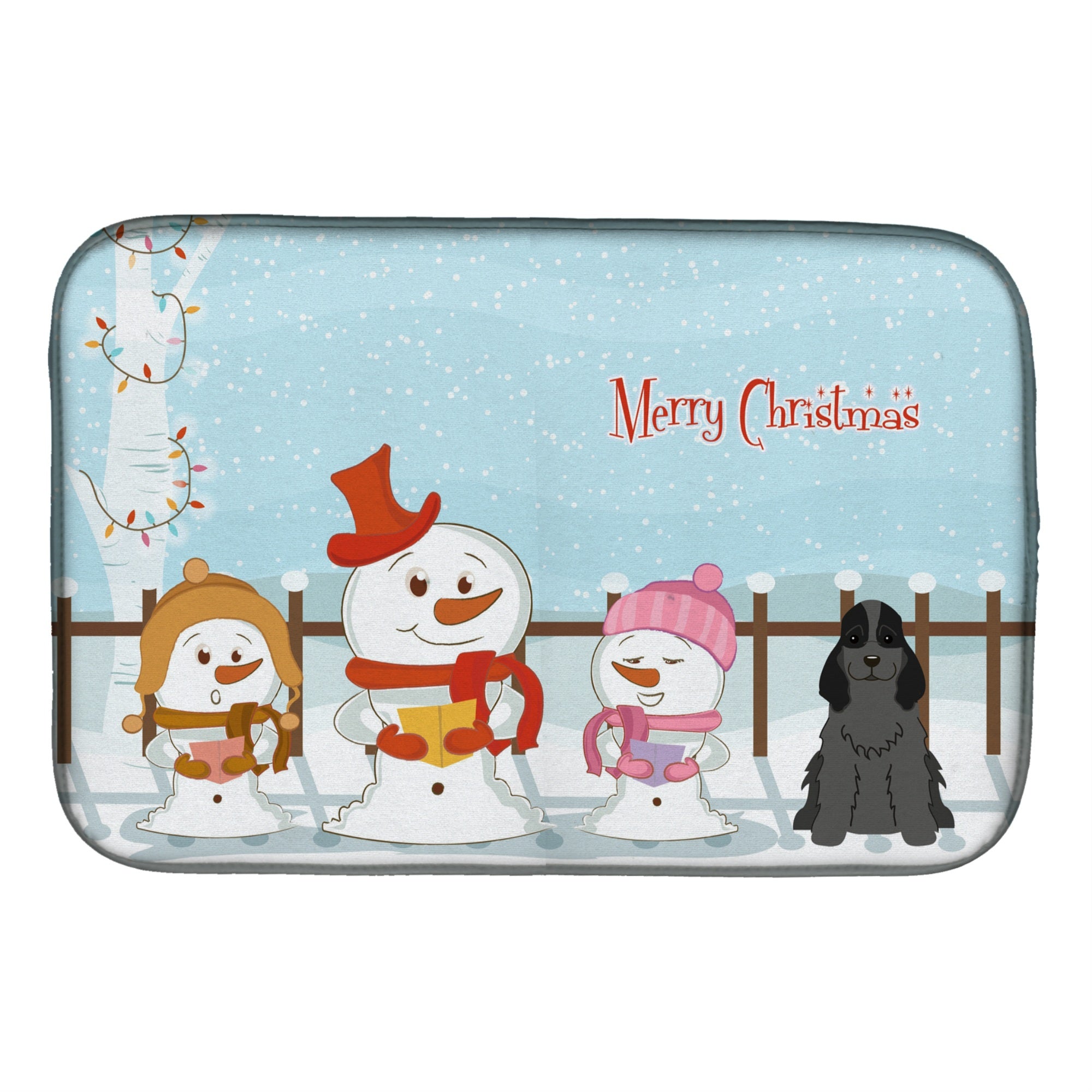 Caroline'S Treasures Merry Christmas Carolers Cocker Spaniel Black Dish Drying Mat, 14 X 21
