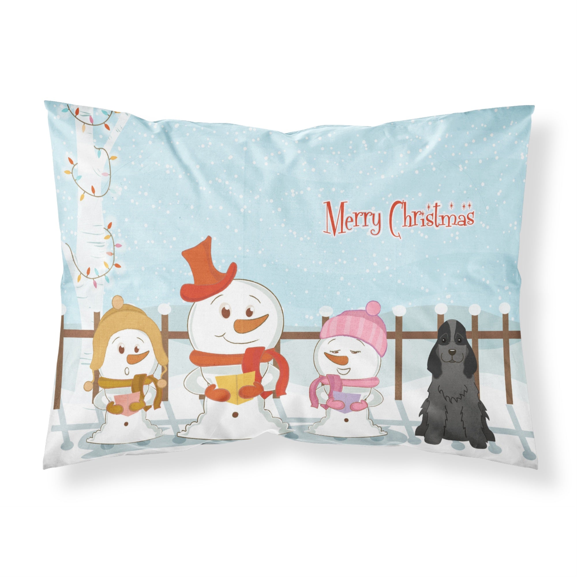 Caroline'S Treasures Merry Christmas Carolers Cocker Spaniel Black Fabric Standard Pillowcase Bb2423Pillowcase, Multicolor