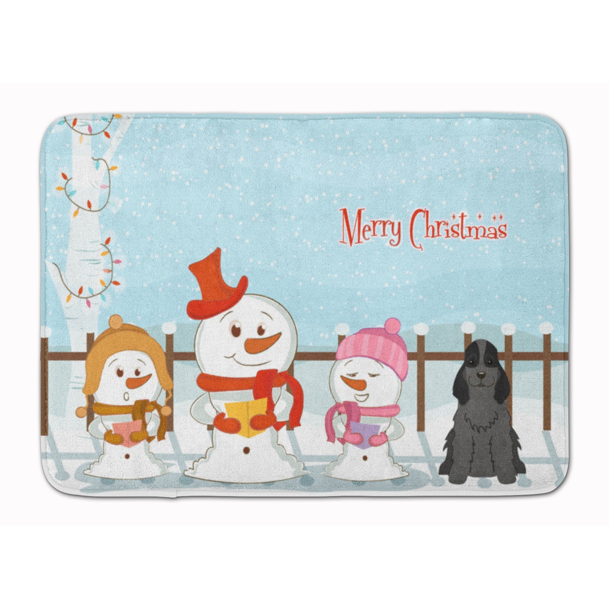 Caroline'S Treasures Merry Christmas Cocker Spaniel Black Floor Mat, 19 X 27, Multicolor