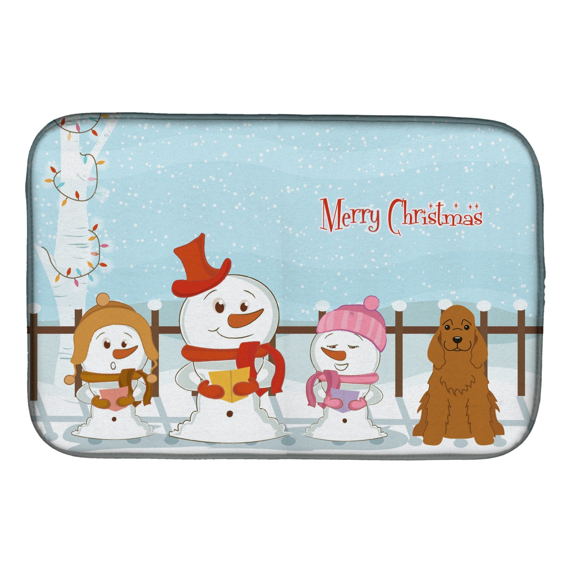 Caroline'S Treasures Merry Christmas Carolers Cocker Spaniel Red Dish Drying Mat, 14 X 21