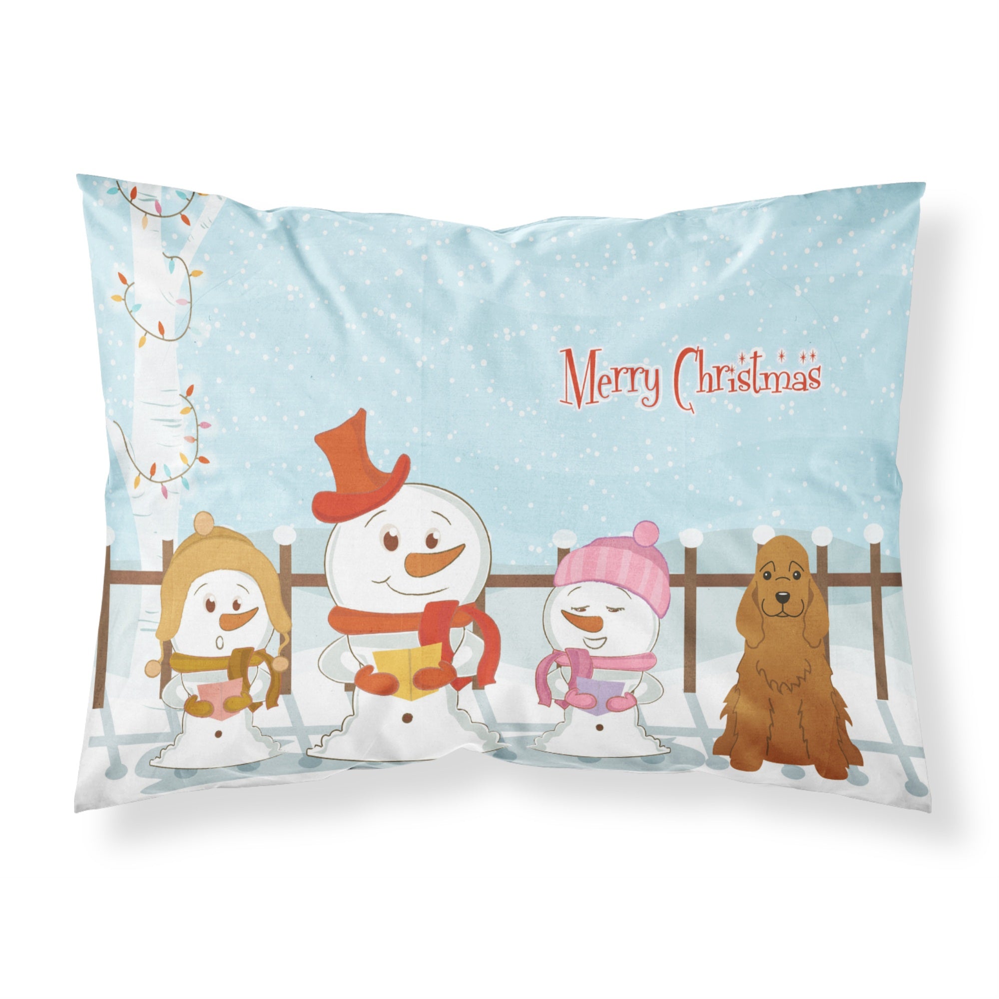 Caroline'S Treasures Merry Christmas Carolers Cocker Spaniel Red Fabric Standard Pillowcase Bb2426Pillowcase, Multicolor