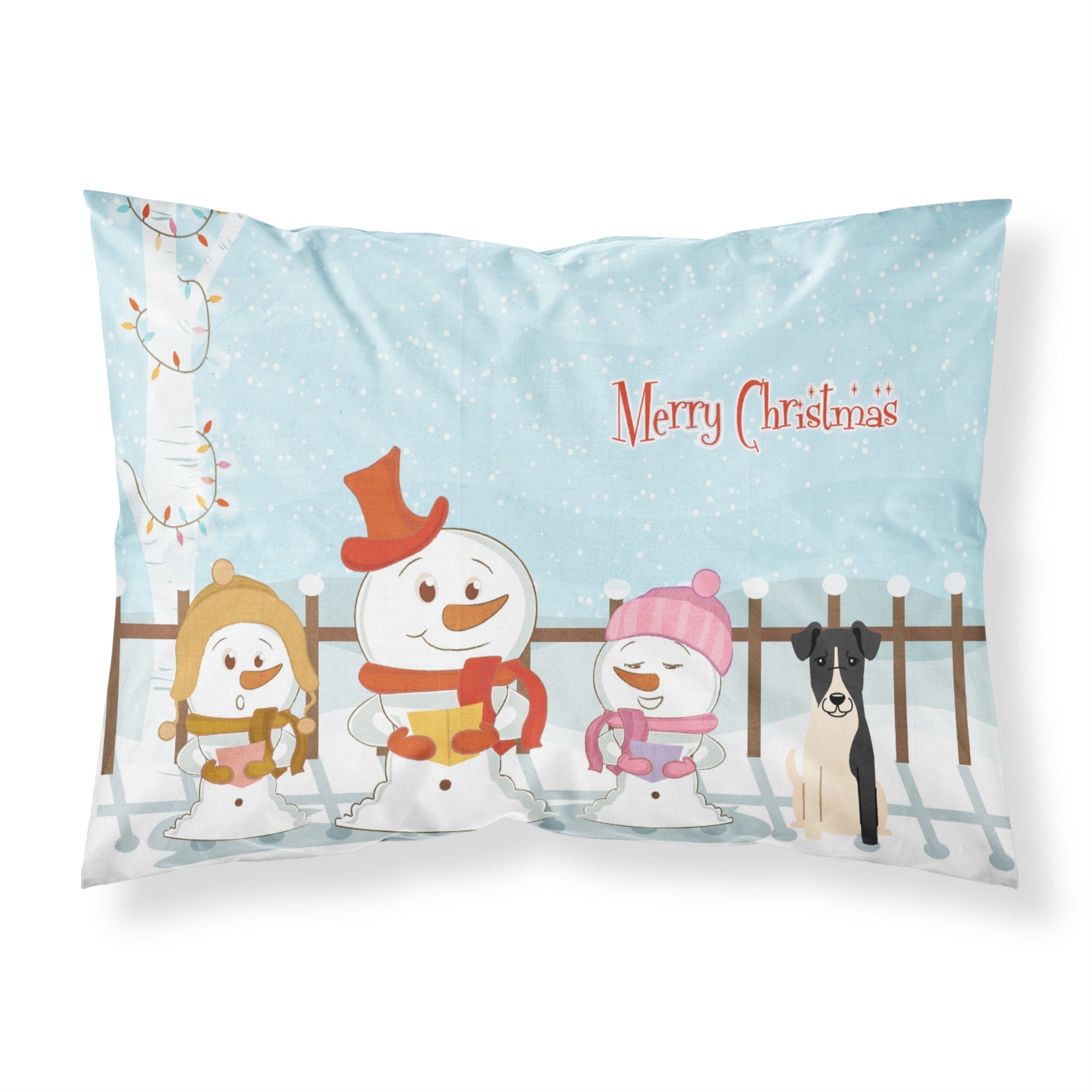 Caroline'S Treasures Christmas Carolers Merry Smooth Fox Terrier Fabric Standard Pillowcase Bb2429Pillowcase