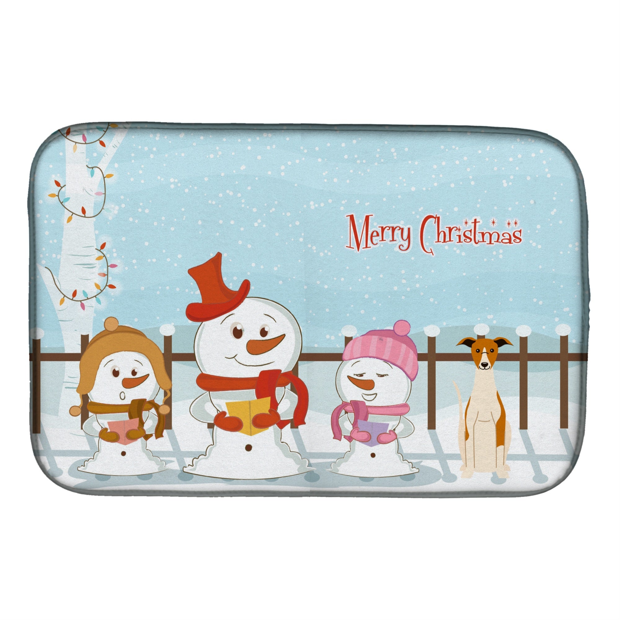 Caroline'S Treasures Merry Christmas Carolers Whippet Dish Drying Mat, 14 X 21