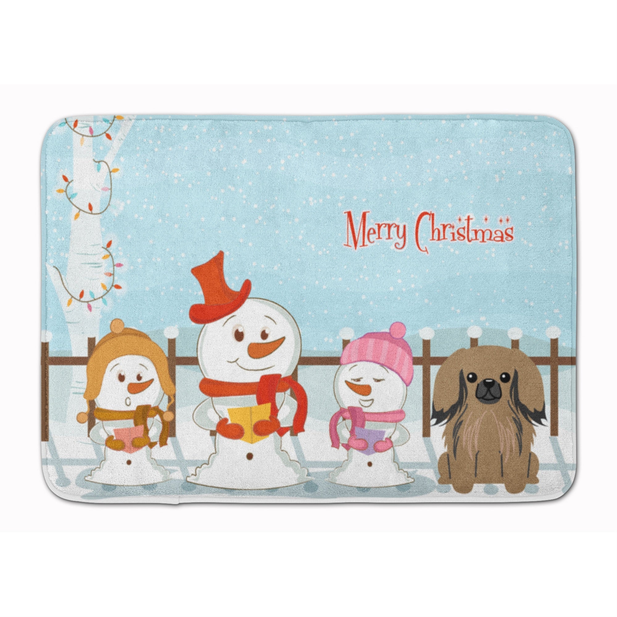 Caroline'S Treasures Merry Christmas Carolers Pekingnese Tan Floor Mat, 19 X 27, Multicolor