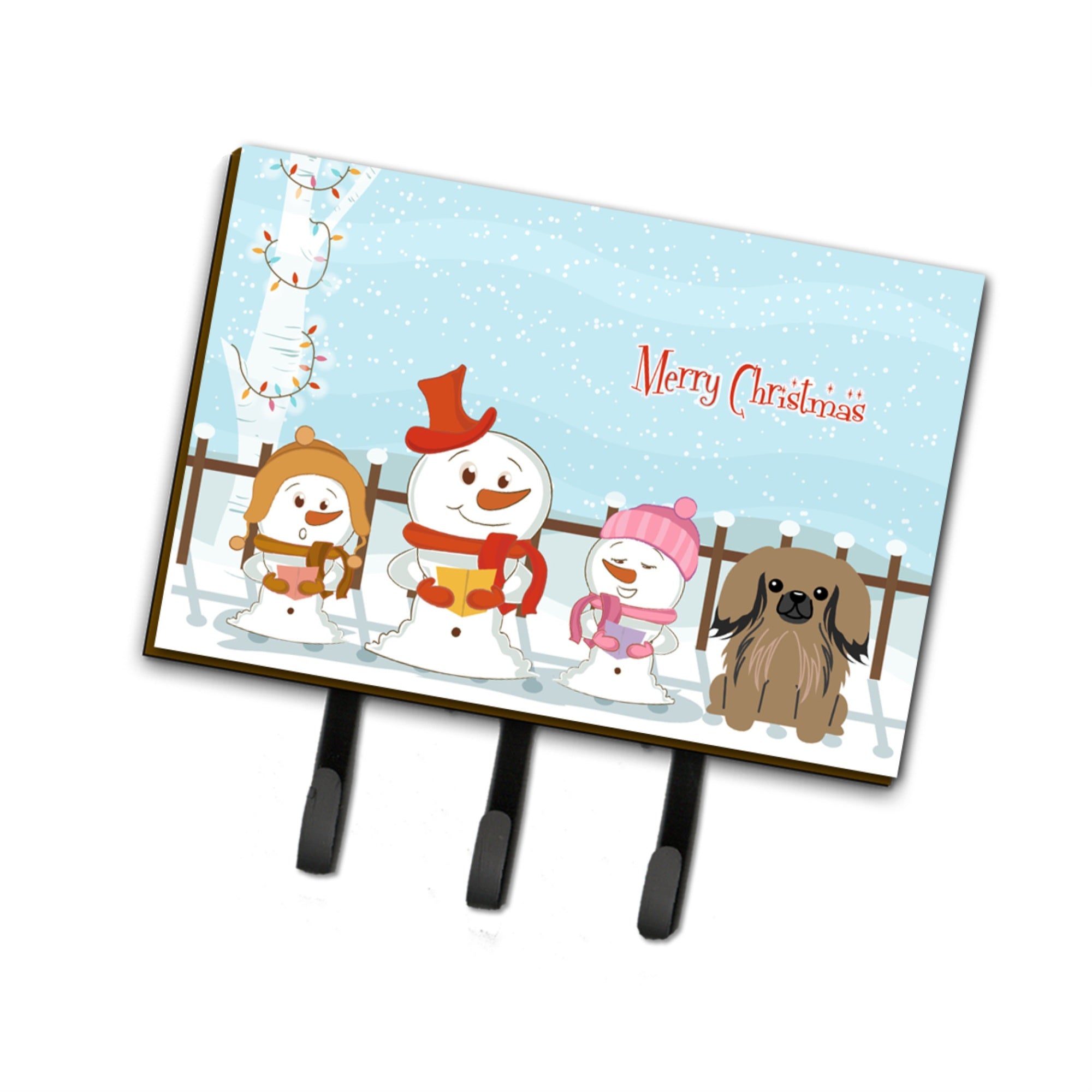 Caroline'S Treasures Christmas Carolers Merry Pekingnese Tan Leash Or Key Holder Bb2433Th68, Triple