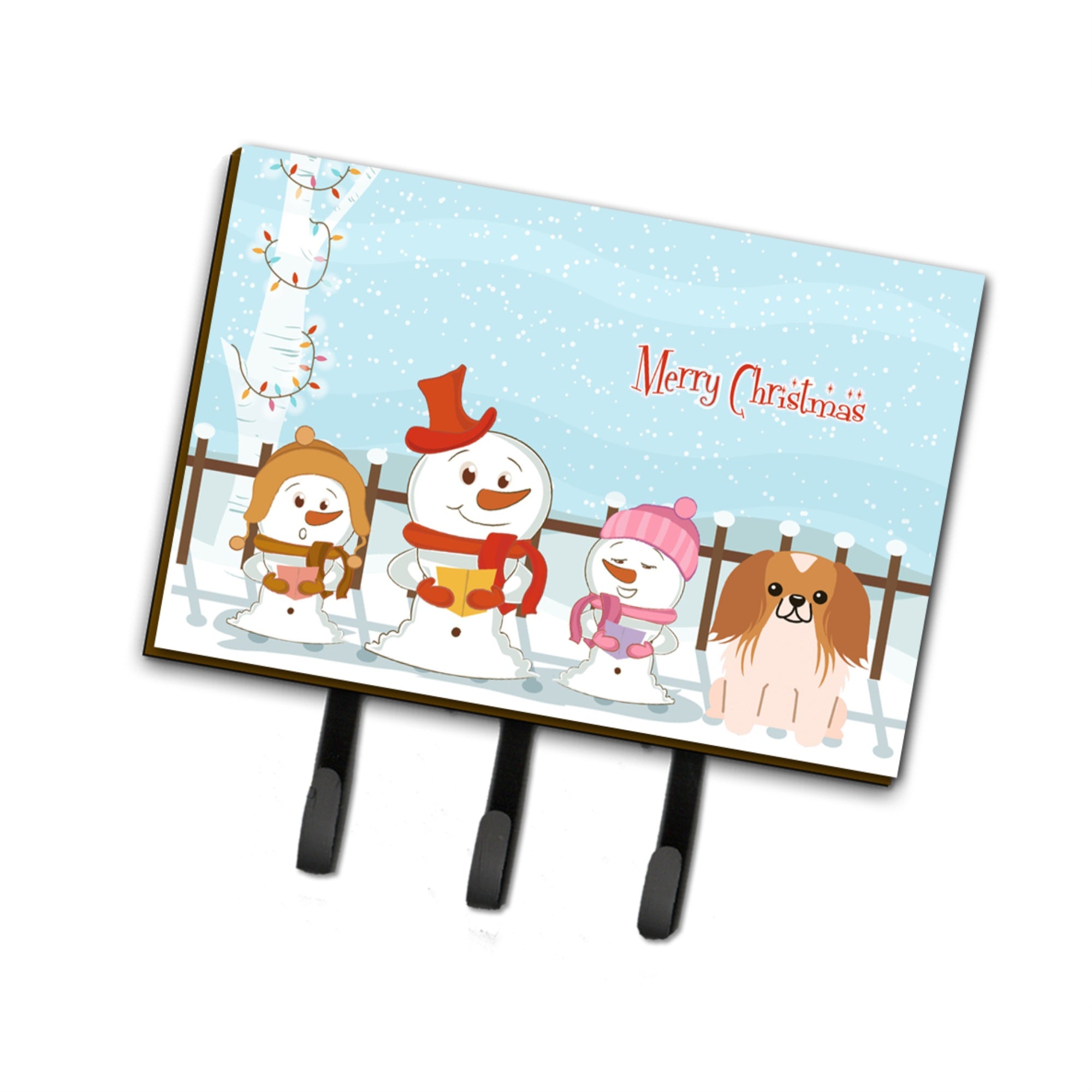 Caroline'S Treasures Merry Christmas Carolers Pekingnese Red White Leash Or Key Holder Bb2434Th68, Triple, Multicolor