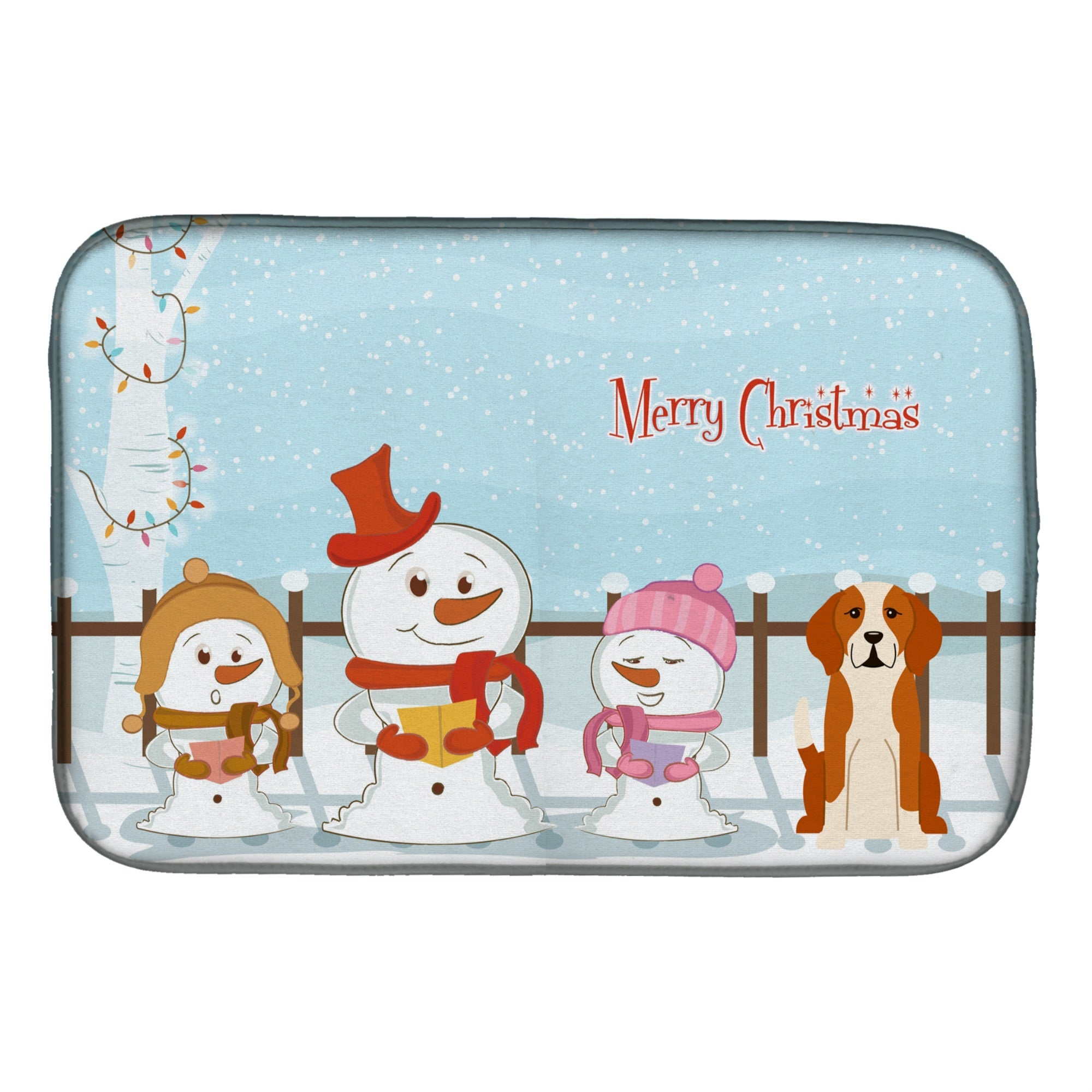 Caroline'S Treasures Merry Christmas Carolers English Foxhound Dish Drying Mat, 14 X 21