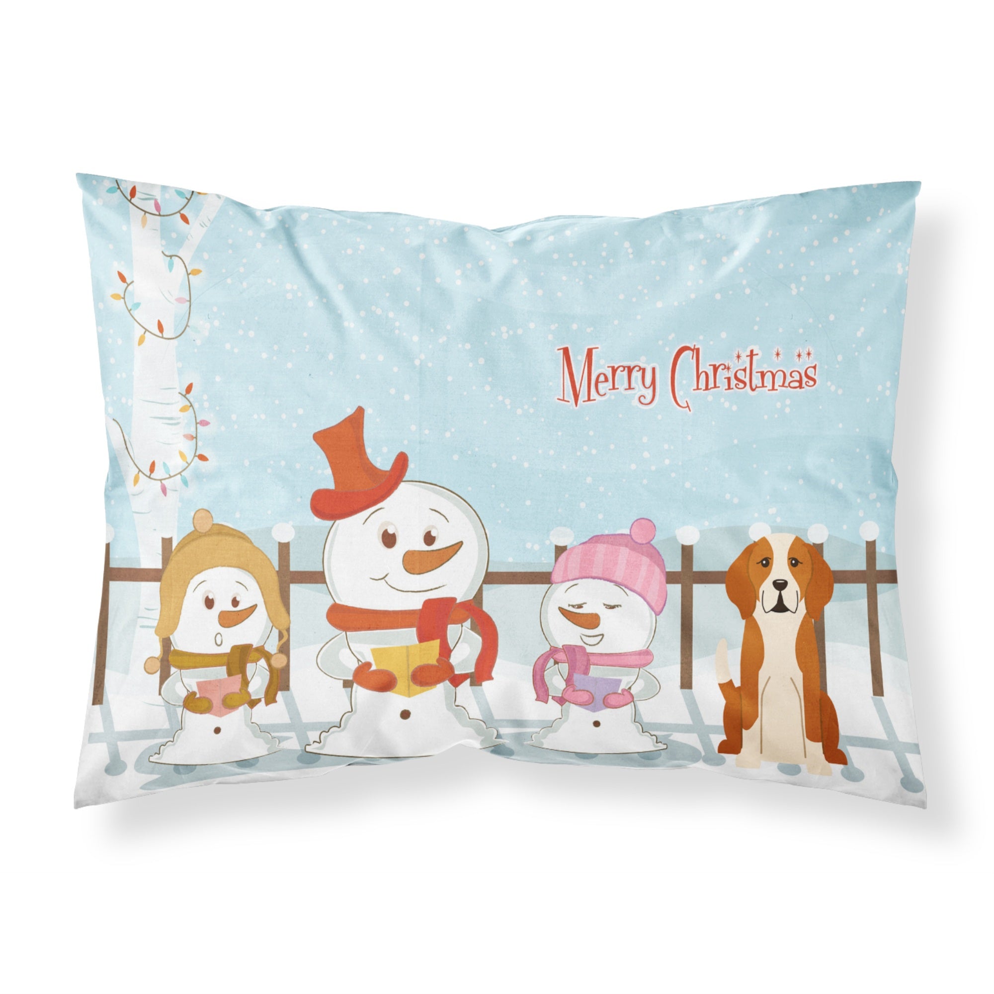 Caroline'S Treasures Merry Christmas Carolers English Foxhound Fabric Standard Pillowcase Bb2441Pillowcase, Multicolor