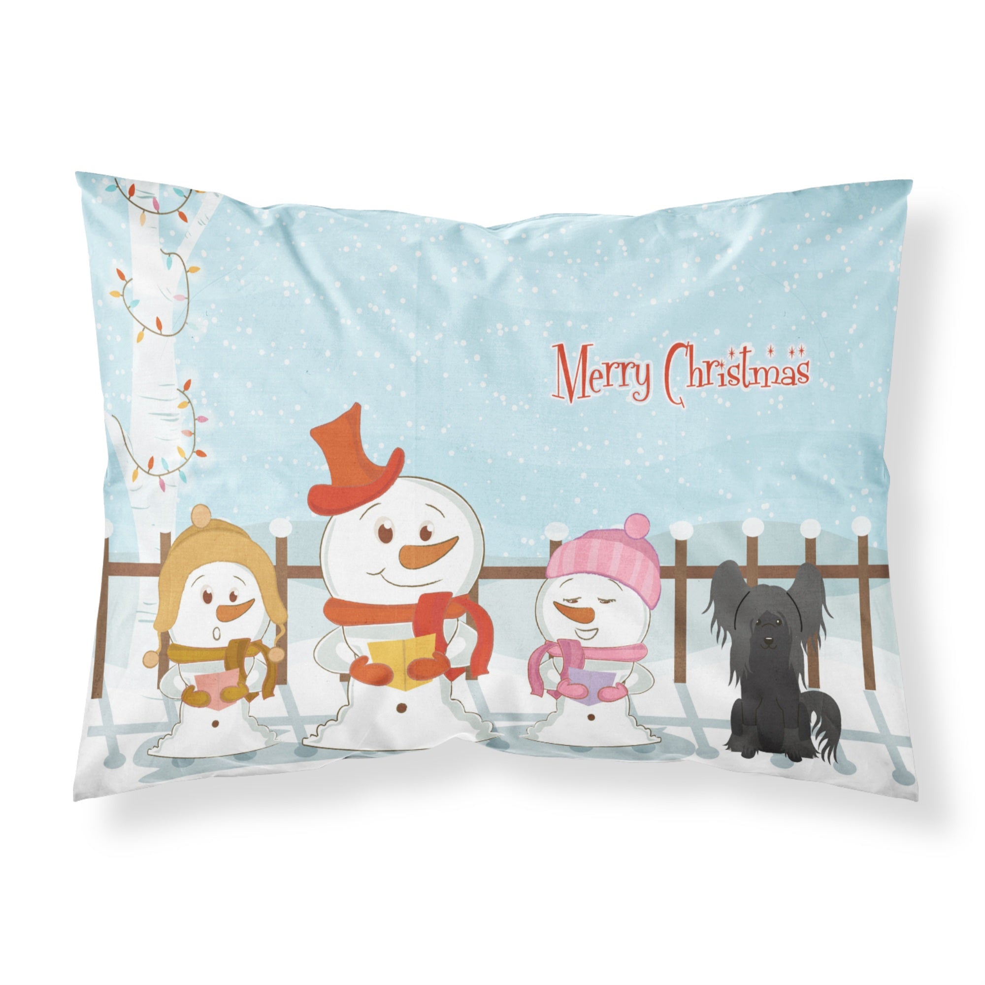 Caroline'S Treasures Merry Christmas Carolers Chinese Crested Black Fabric Standard Pillowcase Bb2443Pillowcase, Multicolor