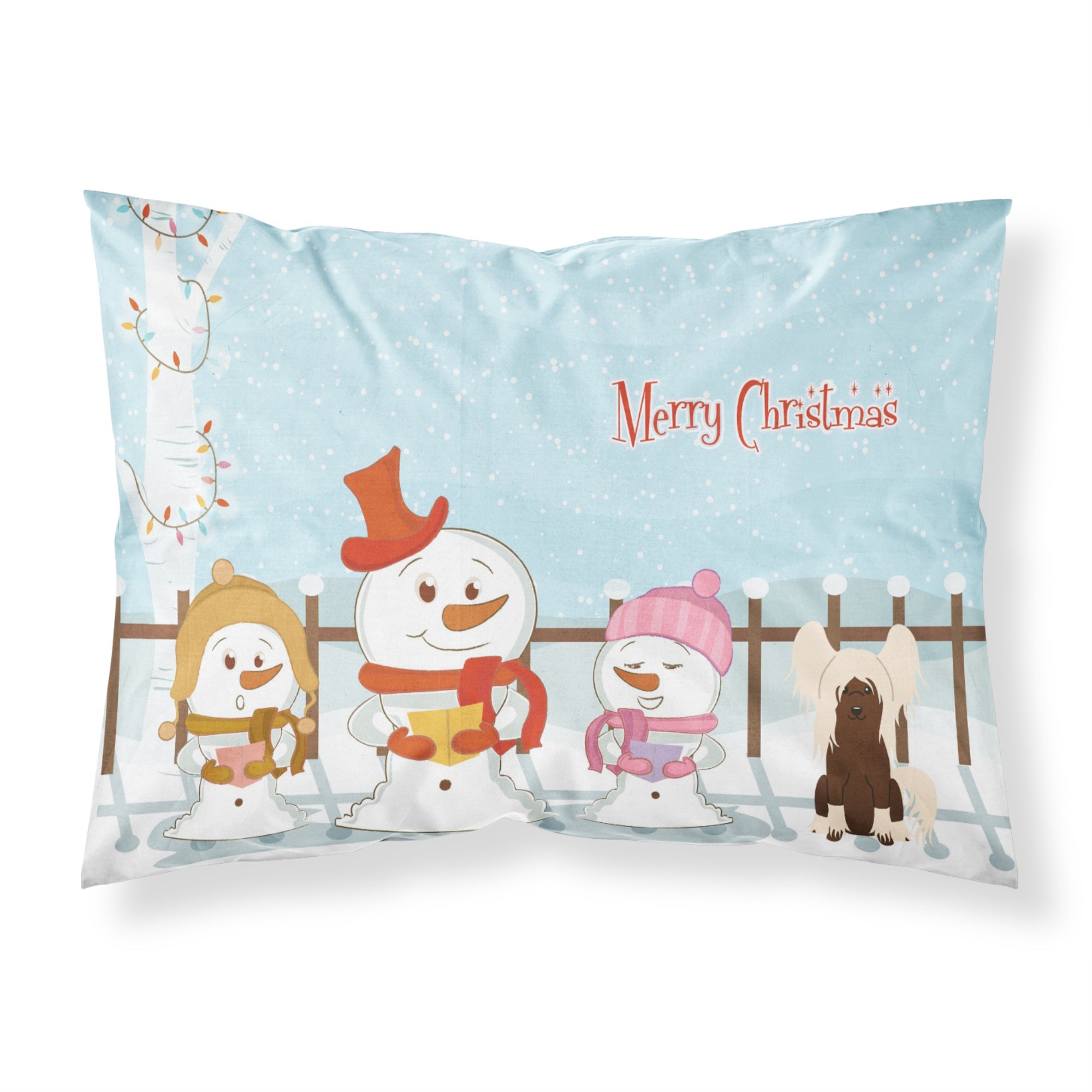 Caroline'S Treasures Merry Christmas Carolers Chinese Crested Cream Fabric Standard Pillowcase Bb2444Pillowcase, Multicolor