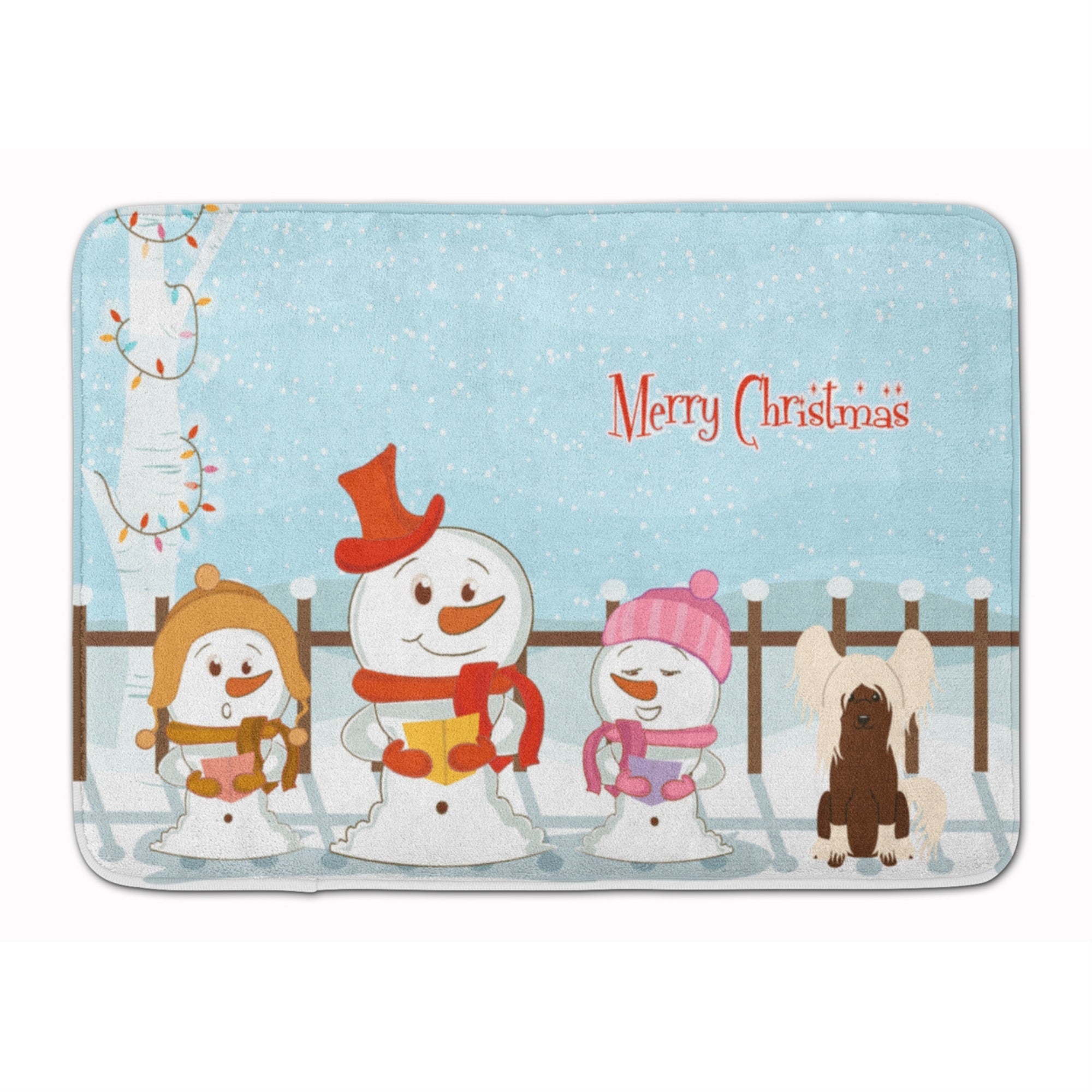 Caroline'S Treasures Merry Christmas Chinese Crested Cream Floor Mat, 19 X 27, Multicolor