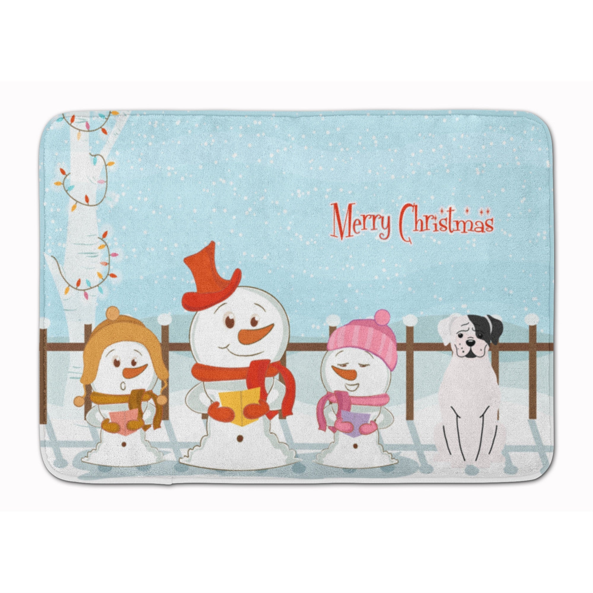 Caroline'S Treasures Christmas Carolers White Boxer Cooper Floor Mat, 19 X 27, Multicolor