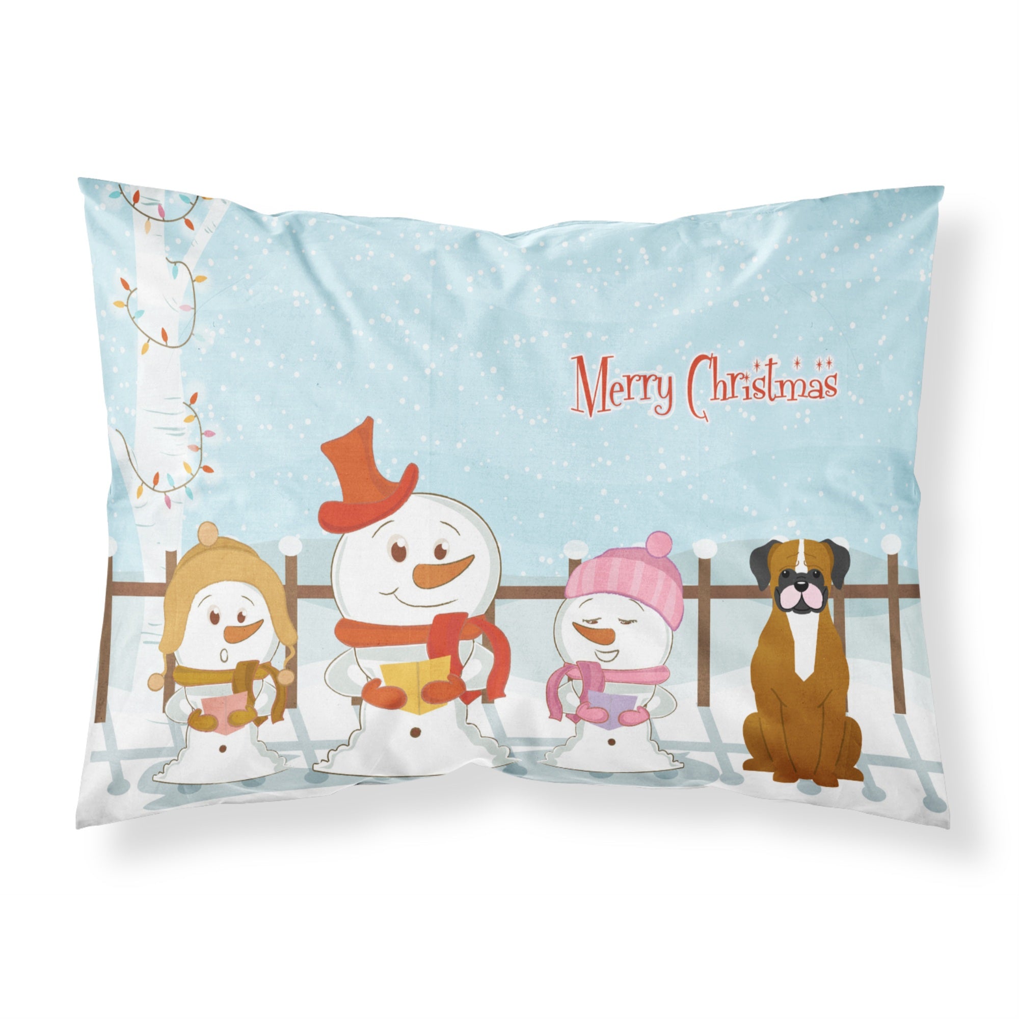 Caroline'S Treasures Merry Christmas Carolers Flashy Fawn Boxer Fabric Standard Pillowcase Bb2447Pillowcase, Multicolor