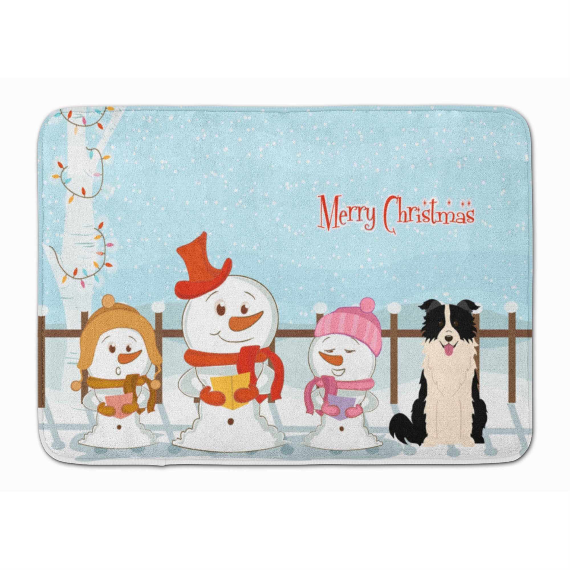 Caroline'S Treasures Christmas Border Collie Black White Floor Mat, 19 X 27, Multicolor