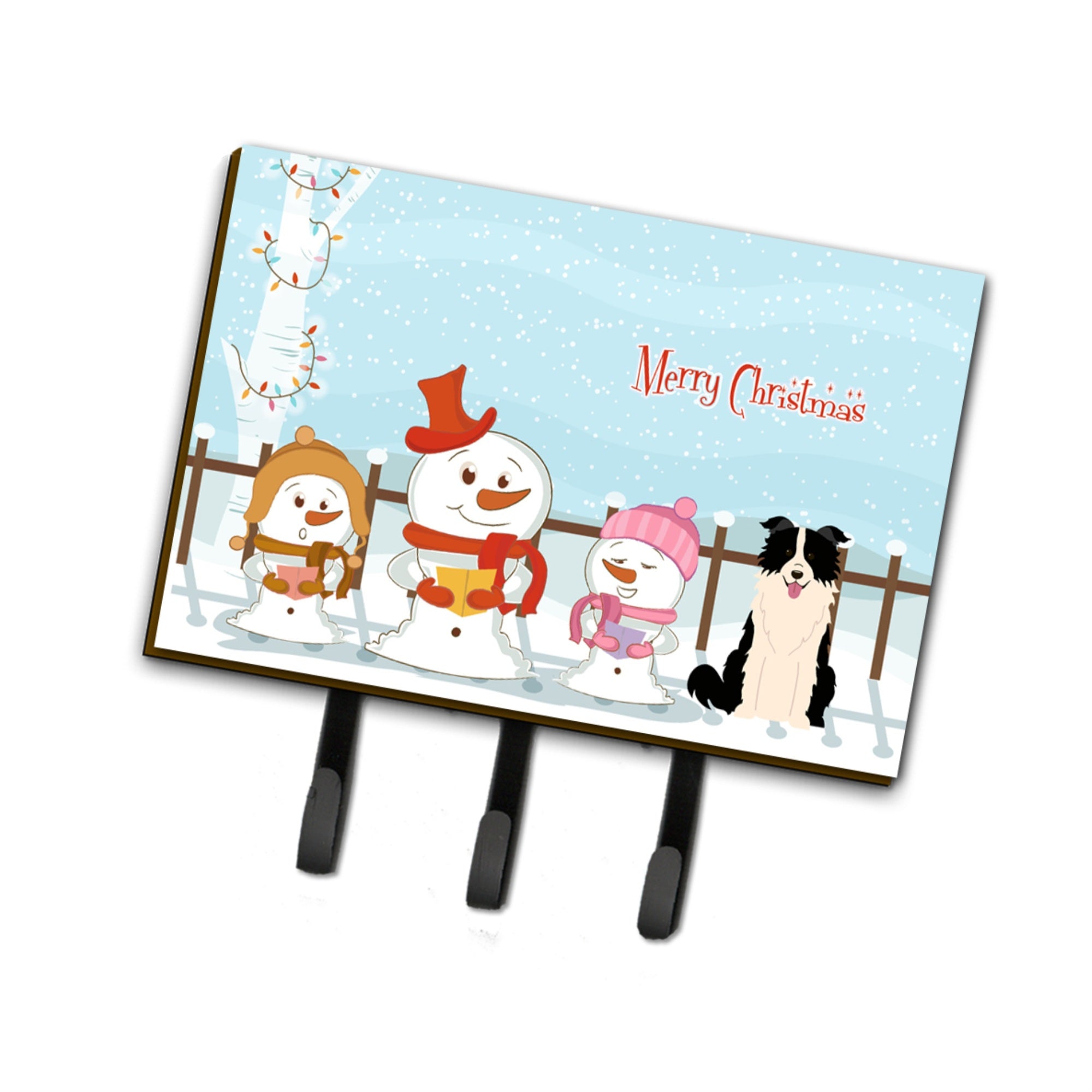 Caroline'S Treasures Merry Christmas Carolers Border Collie Black White Leash Or Key Holder Bb2449Th68, Triple, Multicolor