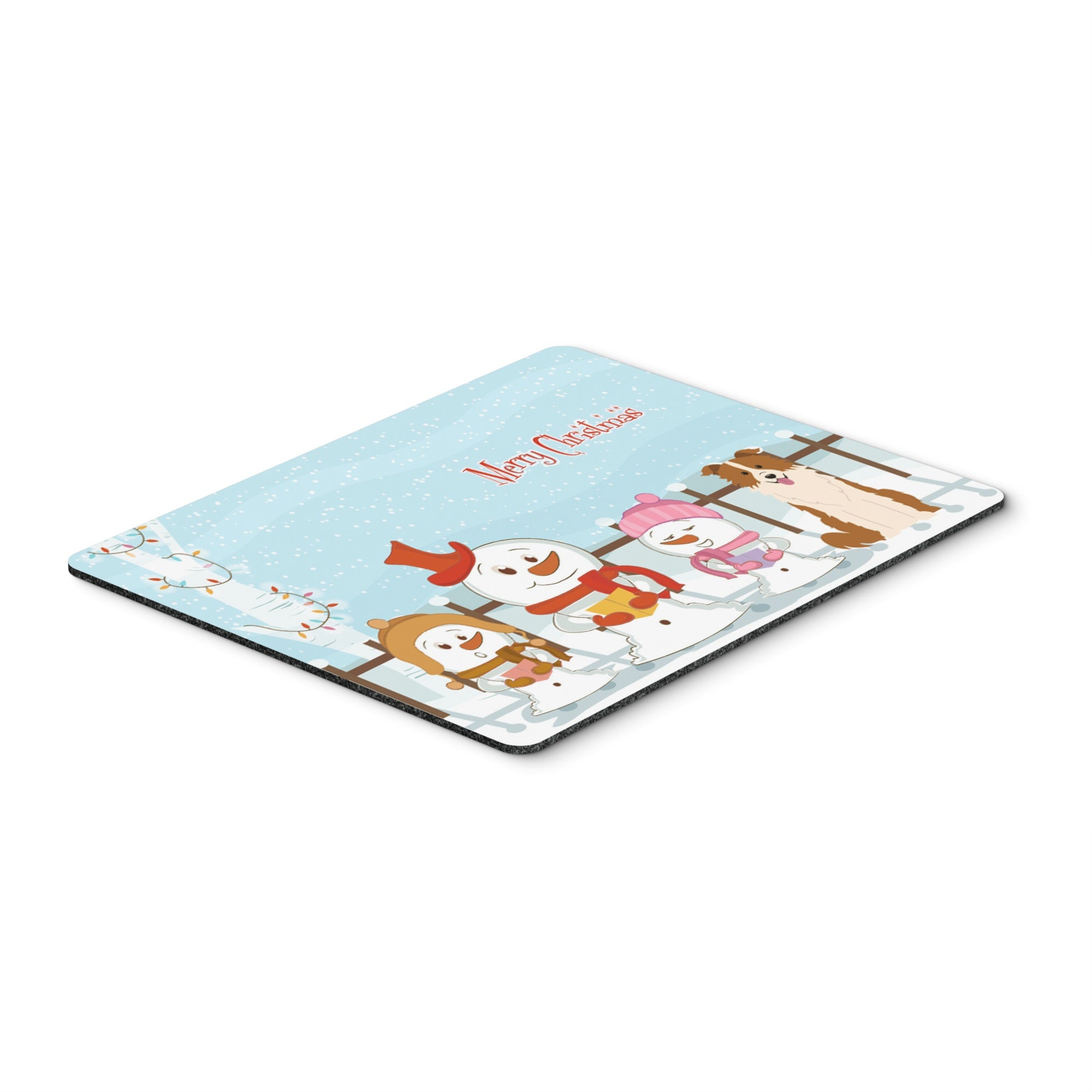Caroline'S Treasures Merry Christmas Border Collie Red White Mouse Pad,  Multicolor, 7.75X9.25 (Bb2450Mp)