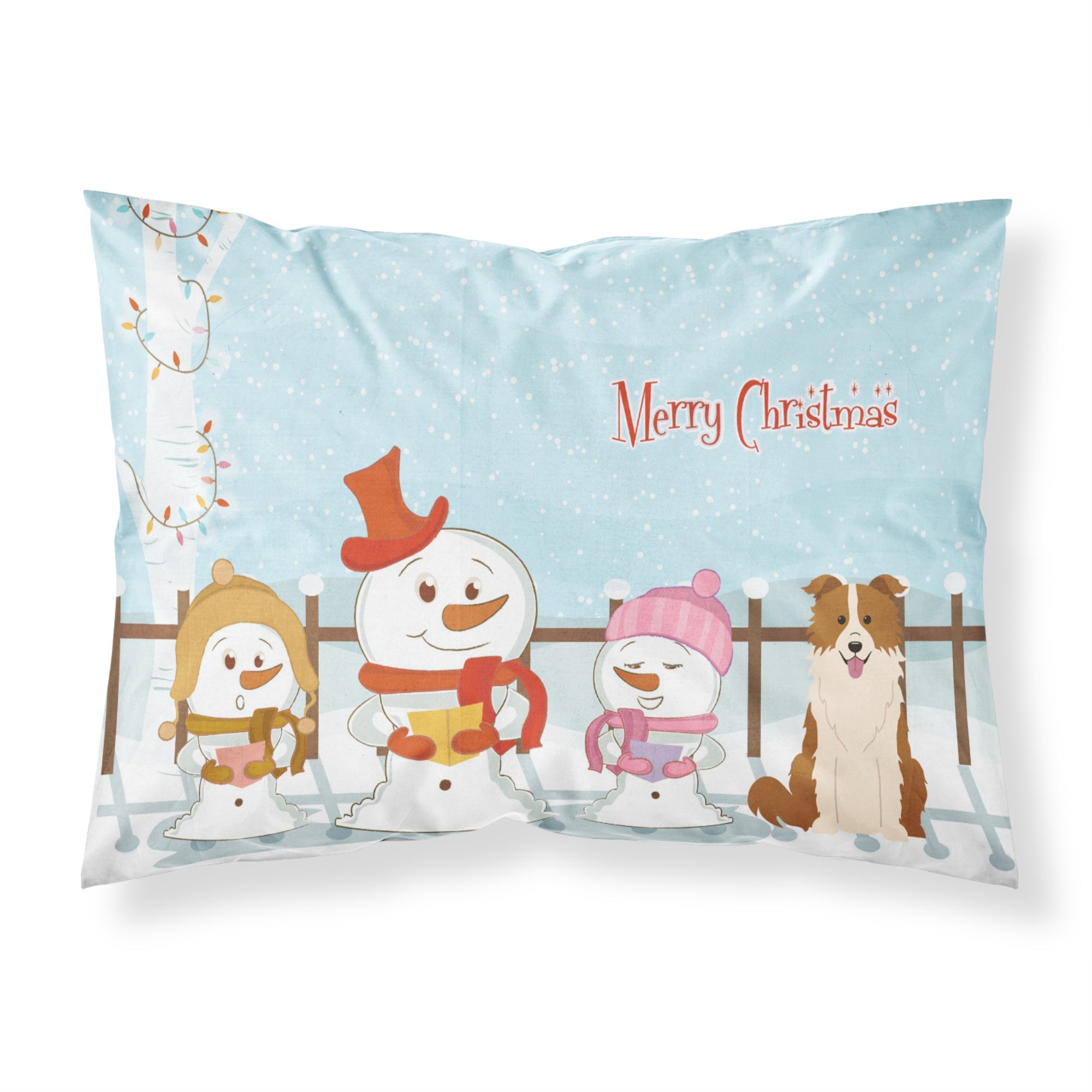 Caroline'S Treasures Merry Christmas Carolers Border Collie Red White Fabric Standard Pillowcase Bb2450Pillowcase, Multicolor,