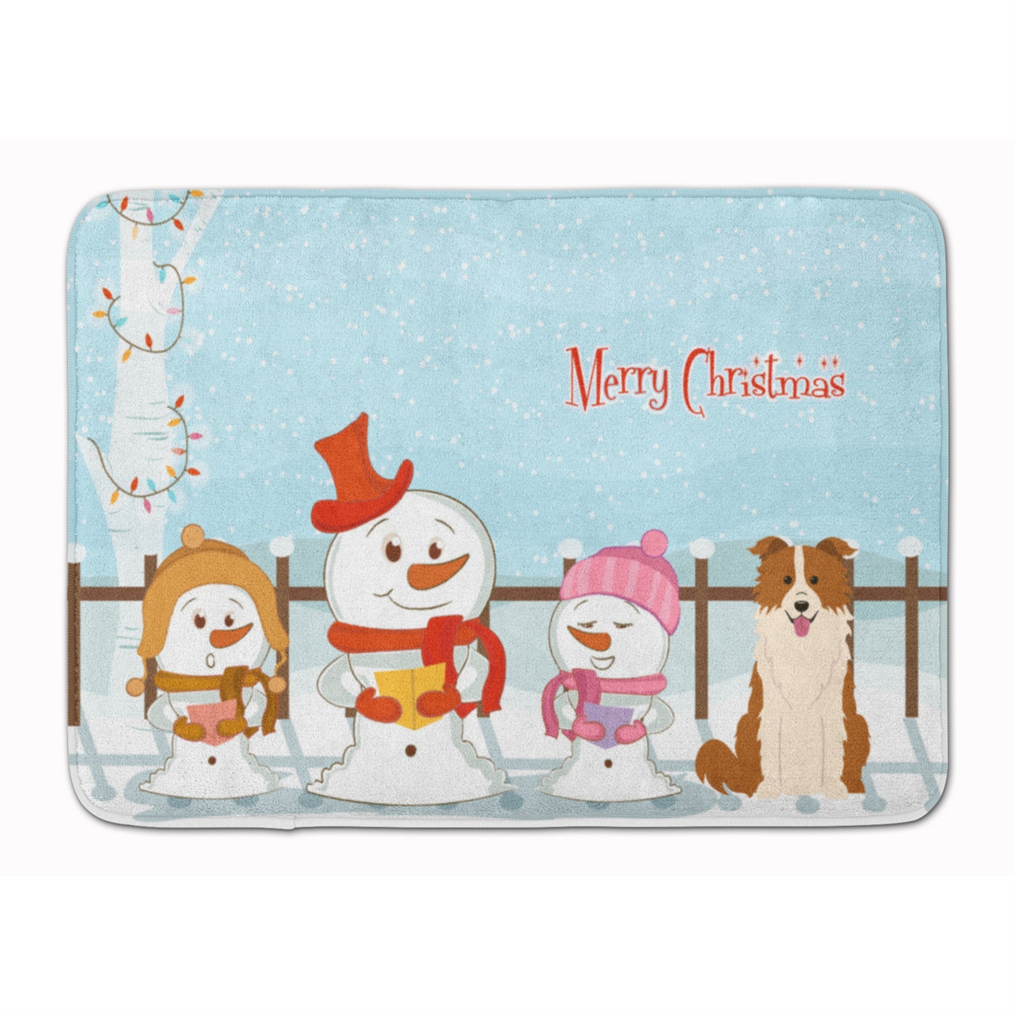 Caroline'S Treasures Merry Christmas Border Collie Red White Floor Mat, 19 X 27, Multicolor