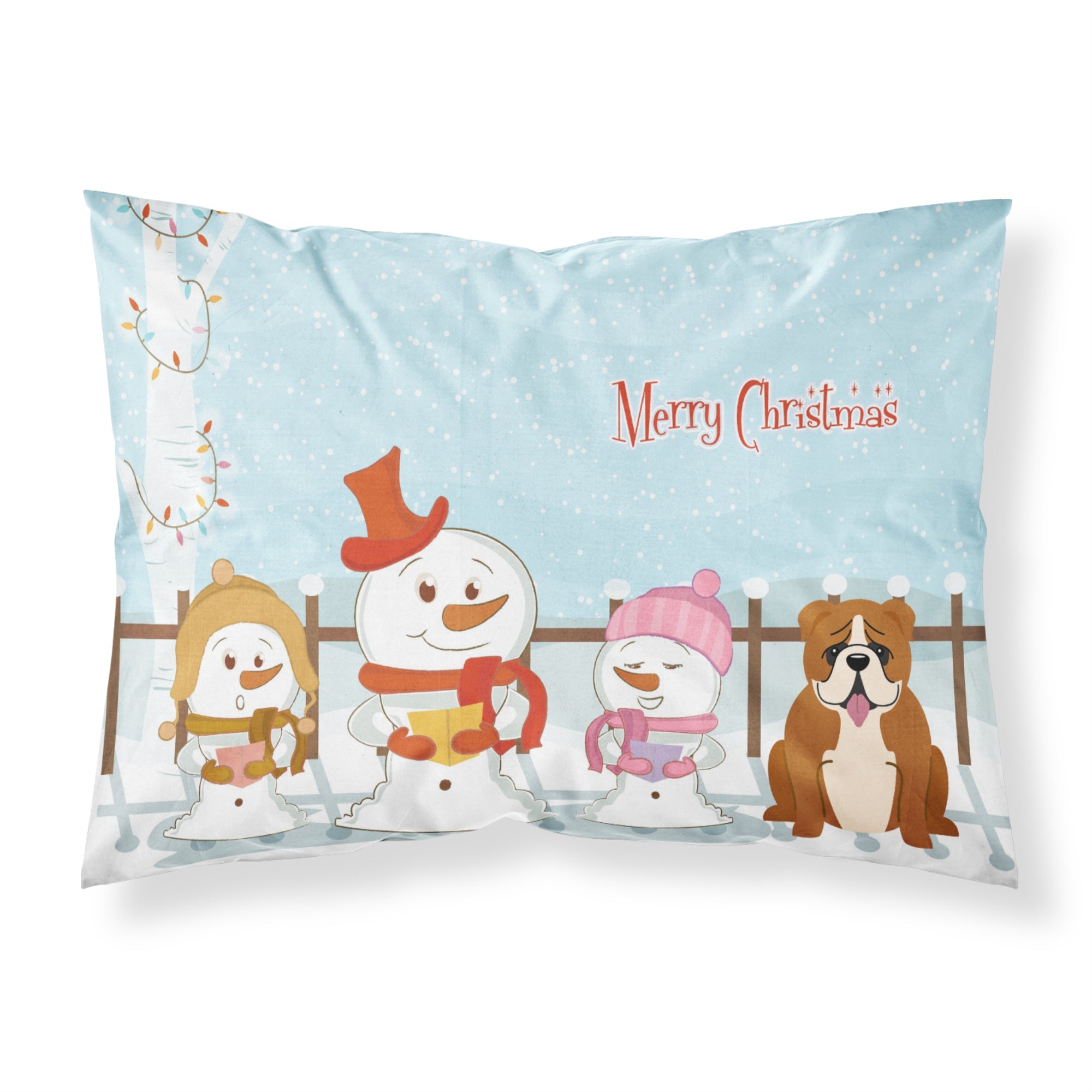 Caroline'S Treasures Merry Christmas Carolers English Bulldog Red White Fabric Standard Pillowcase Bb2451Pillowcase, Multicolo