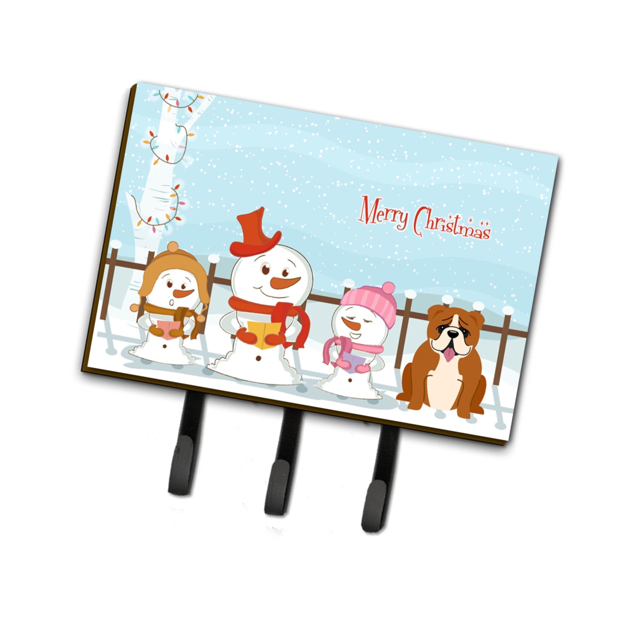 Caroline'S Treasures Merry Christmas Carolers English Bulldog Red White Leash Or Key Holder Bb2451Th68, Triple, Multicolor