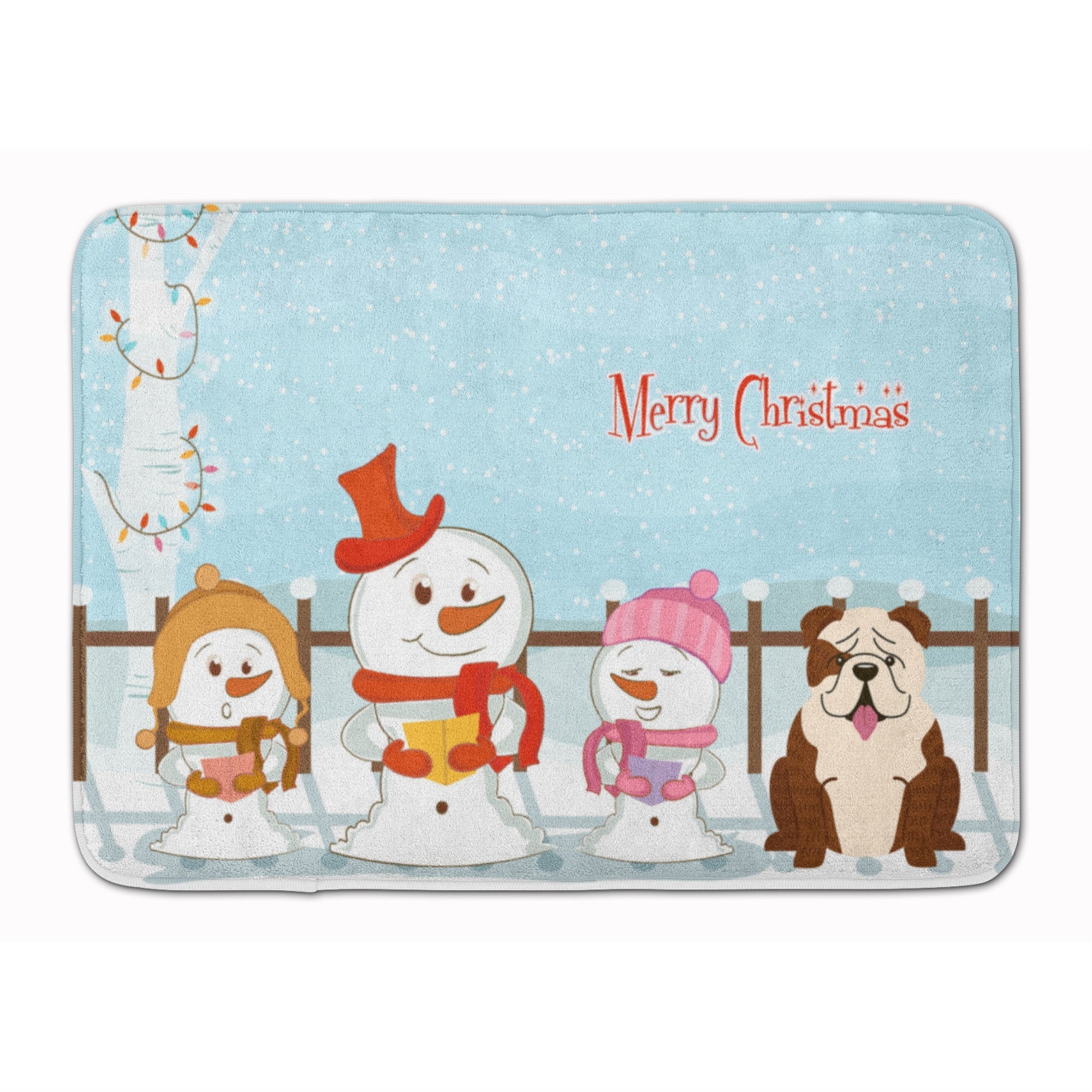 Caroline'S Treasures Christmas English Bulldog Brindle White Floor Mat, 19 X 27, Multicolor