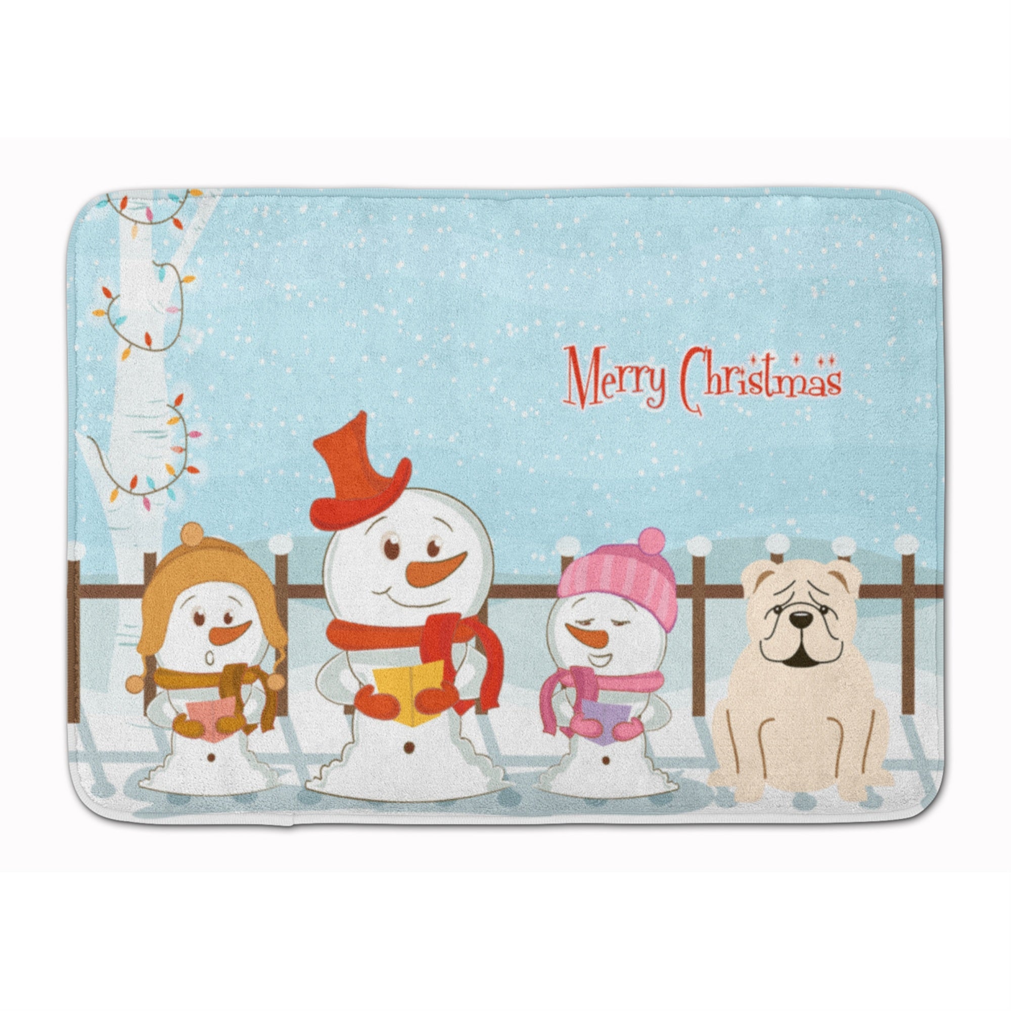 Caroline'S Treasures Merry Christmas English Bulldog White Floor Mat, 19 X 27, Multicolor
