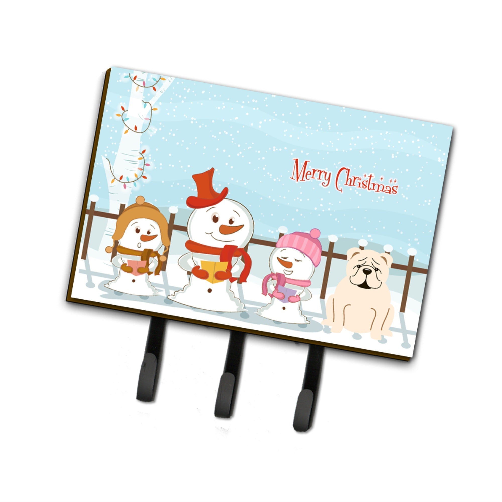 Caroline'S Treasures Merry Christmas Carolers English Bulldog White Leash Or Key Holder Bb2454Th68, Triple, Multicolor