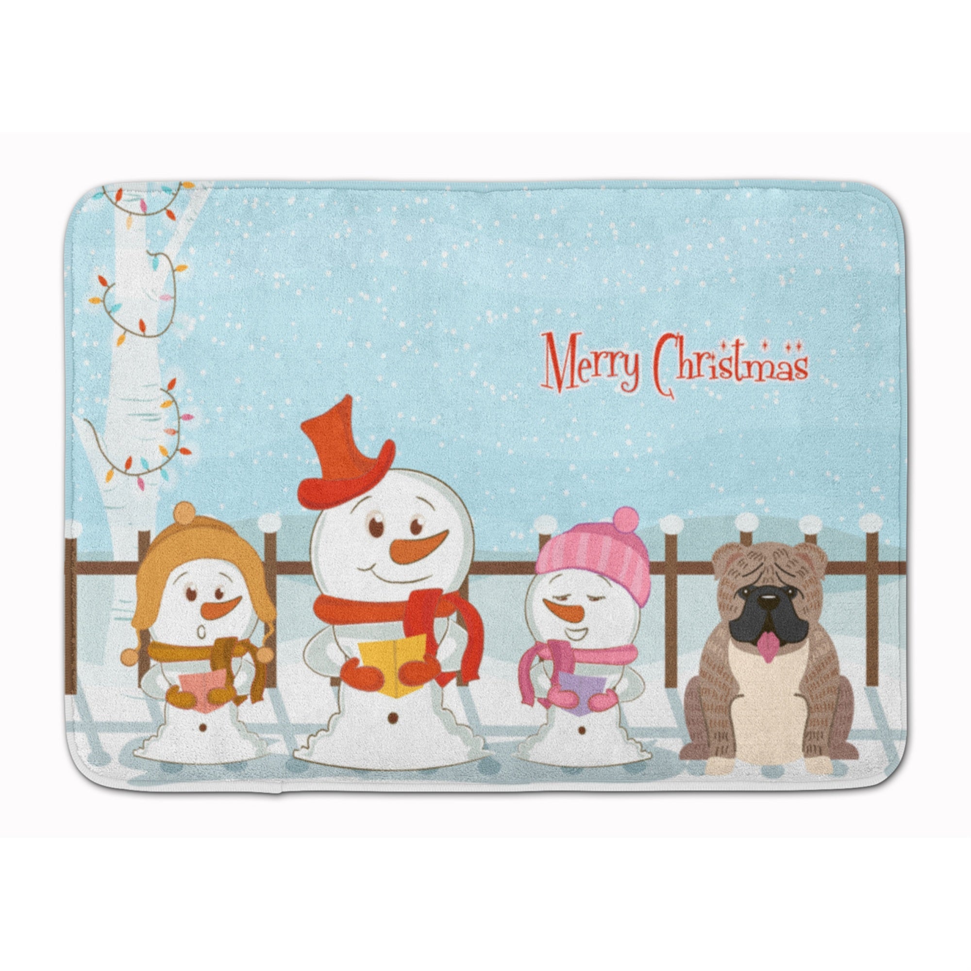 Caroline'S Treasures Christmas English Bulldog Grey Brindle Floor Mat, 19 X 27, Multicolor