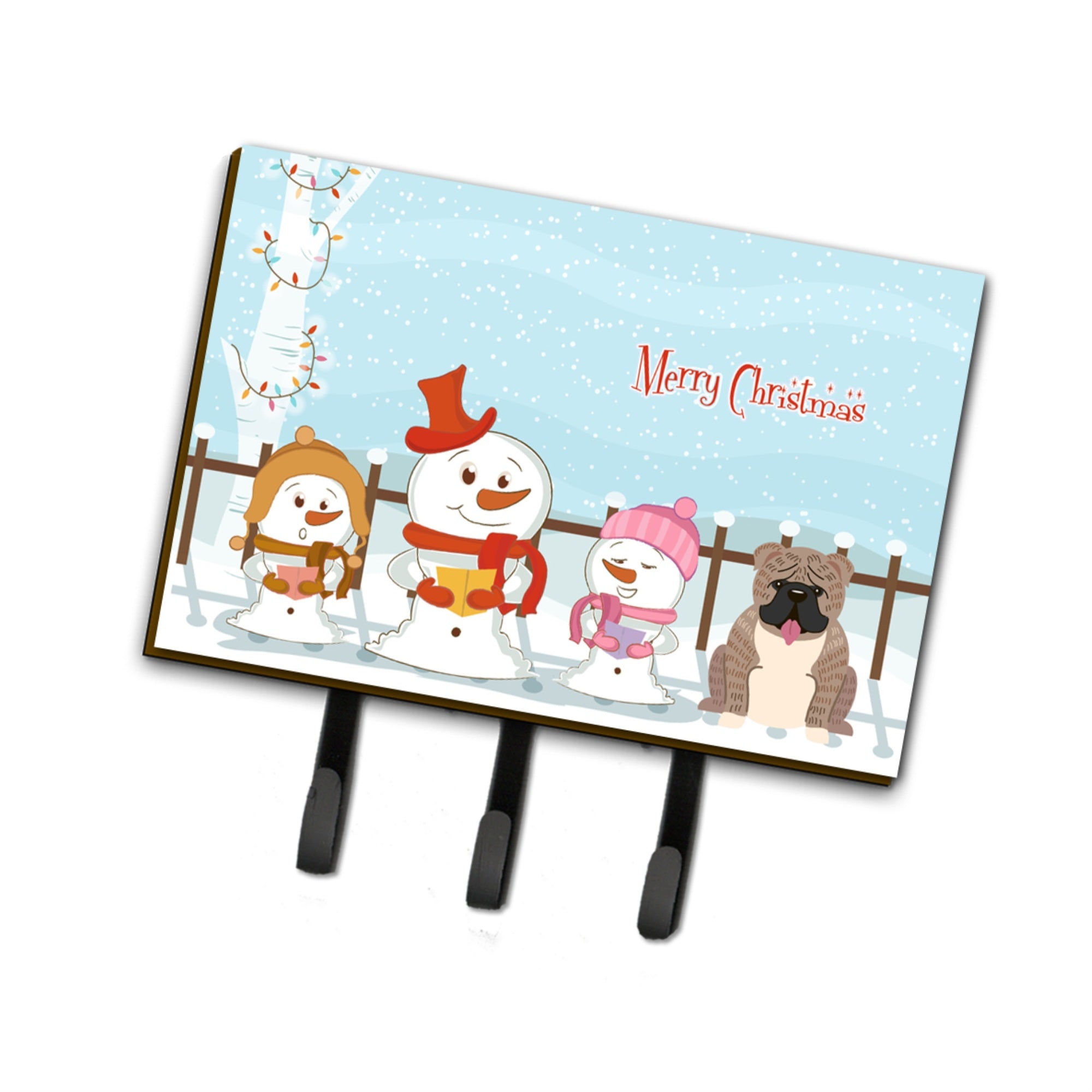 Caroline'S Treasures Merry Christmas Carolers English Bulldog Grey Brindle Leash Or Key Holder Bb2457Th68, Triple, Multicolor,