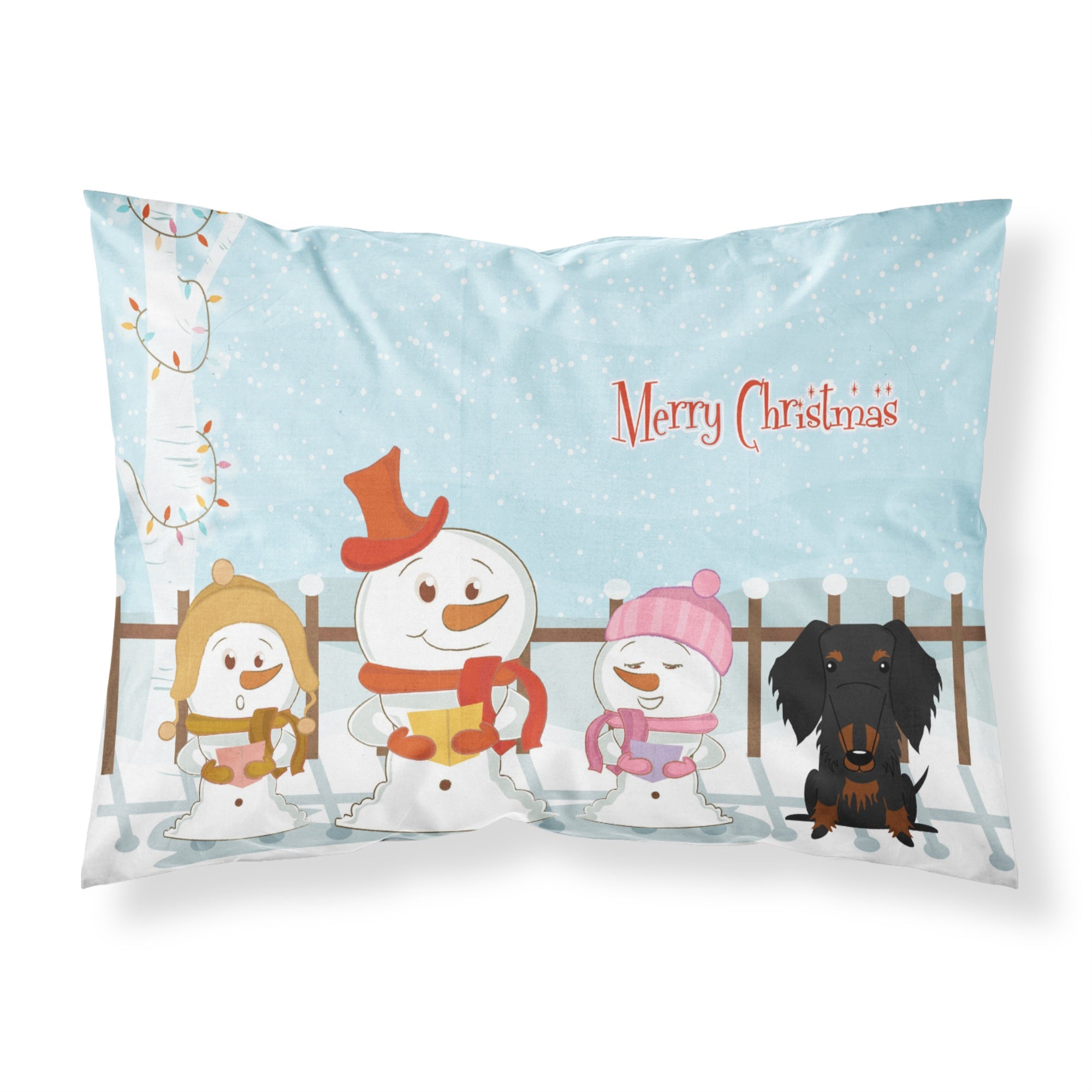 Caroline'S Treasures Merry Christmas Carolers Wire Haired Dachshund Black Tan Fabric Standard Pillowcase Bb2458Pillowcase, Mul