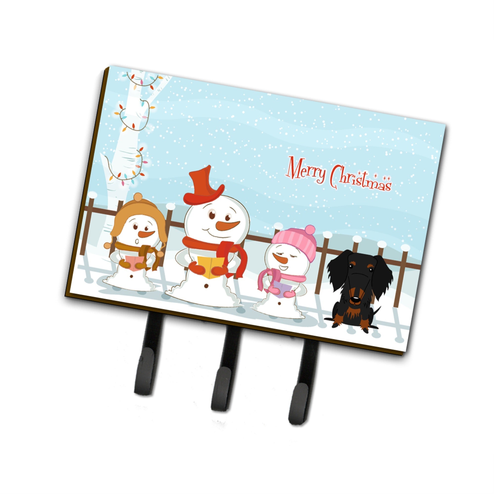 Caroline'S Treasures Merry Christmas Carolers Wire Haired Dachshund Black Tan Leash Or Key Holder Bb2458Th68, Triple, Multicol