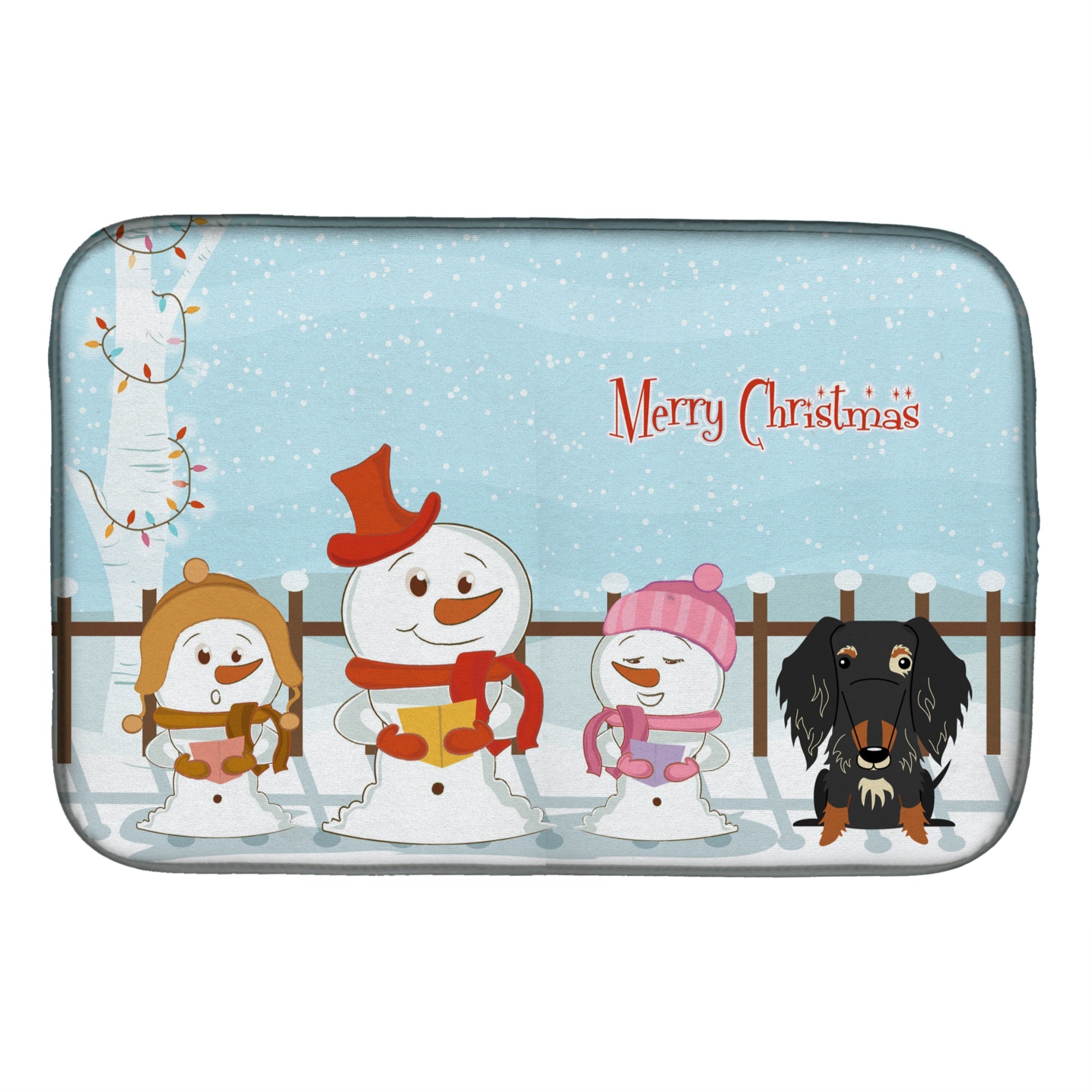 Caroline'S Treasures Merry Christmas Carolers Wire Haired Dachshund Dapple Dish Drying Mat, 14 X 21