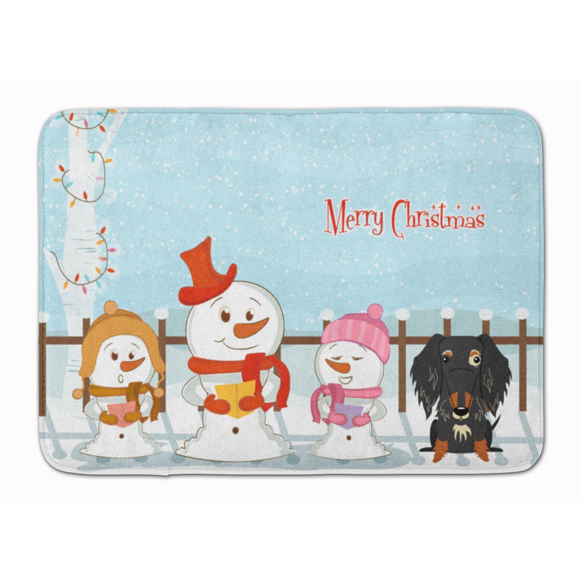 Caroline'S Treasures Christmas Wire Haired Dachshund Dapple Floor Mat, 19 X 27, Multicolor