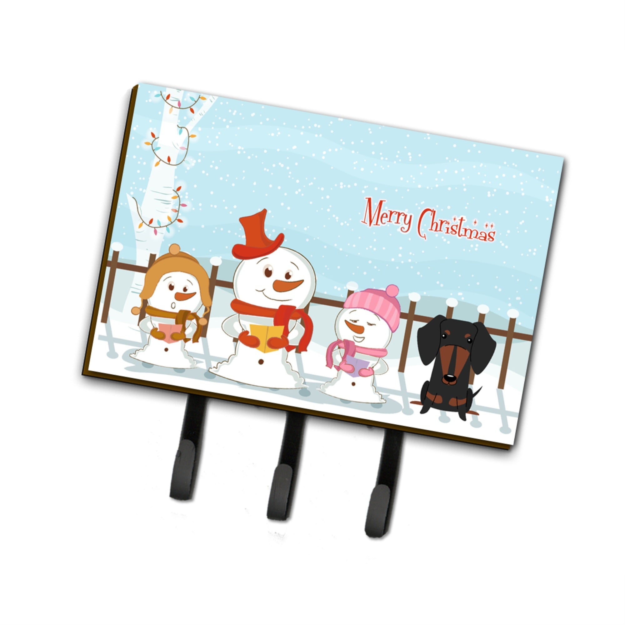 Caroline'S Treasures Merry Christmas Carolers Dachshund Black Tan Leash Or Key Holder Bb2463Th68, Triple, Multicolor