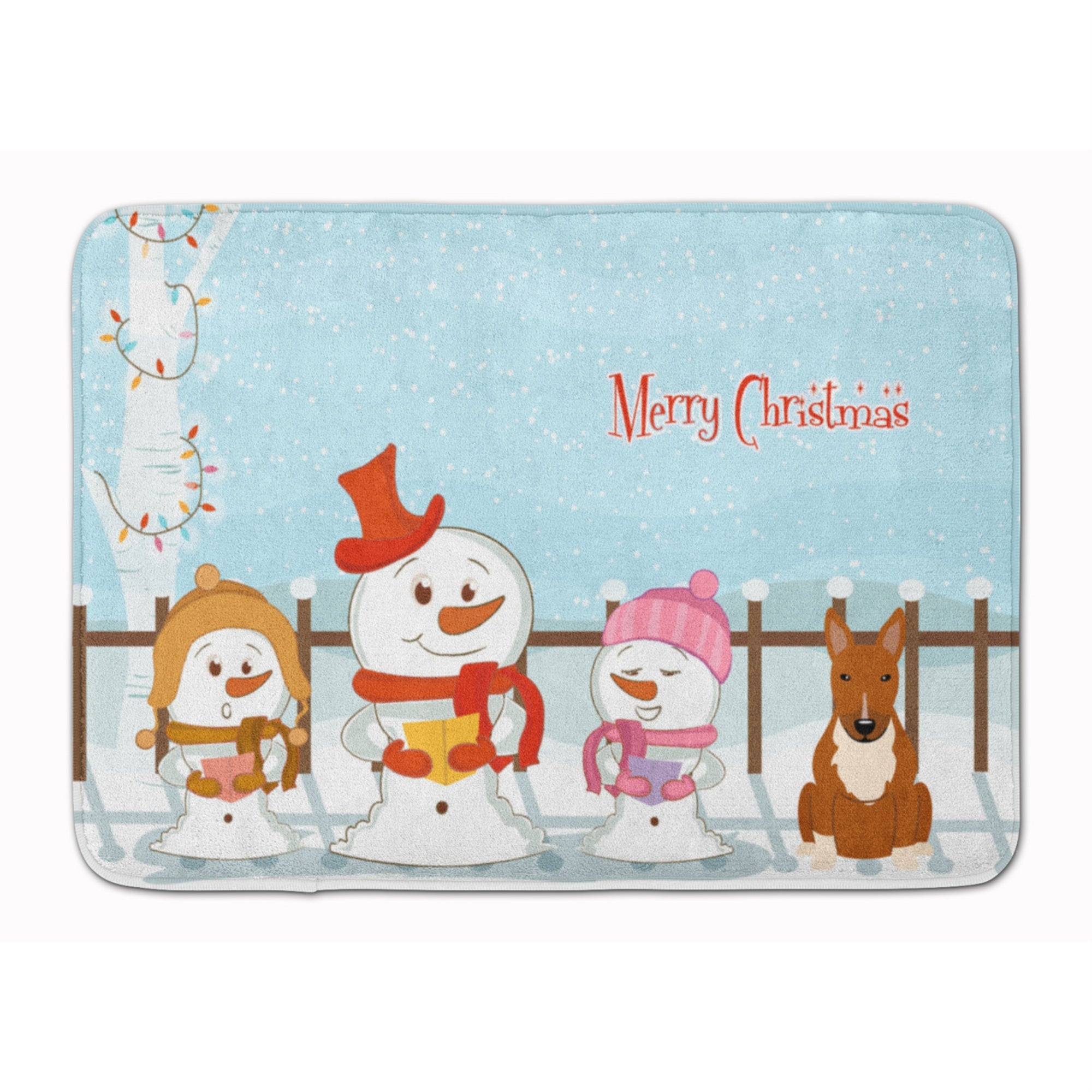 Caroline'S Treasures Merry Christmas Bull Terrier Red Floor Mat, 19 X 27, Multicolor