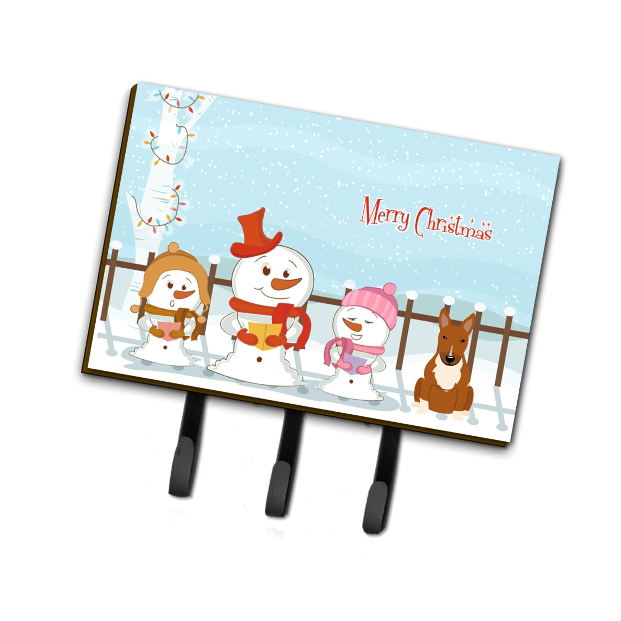 Caroline'S Treasures Merry Christmas Carolers Bull Terrier Red Leash Or Key Holder Bb2465Th68, Triple, Multicolor