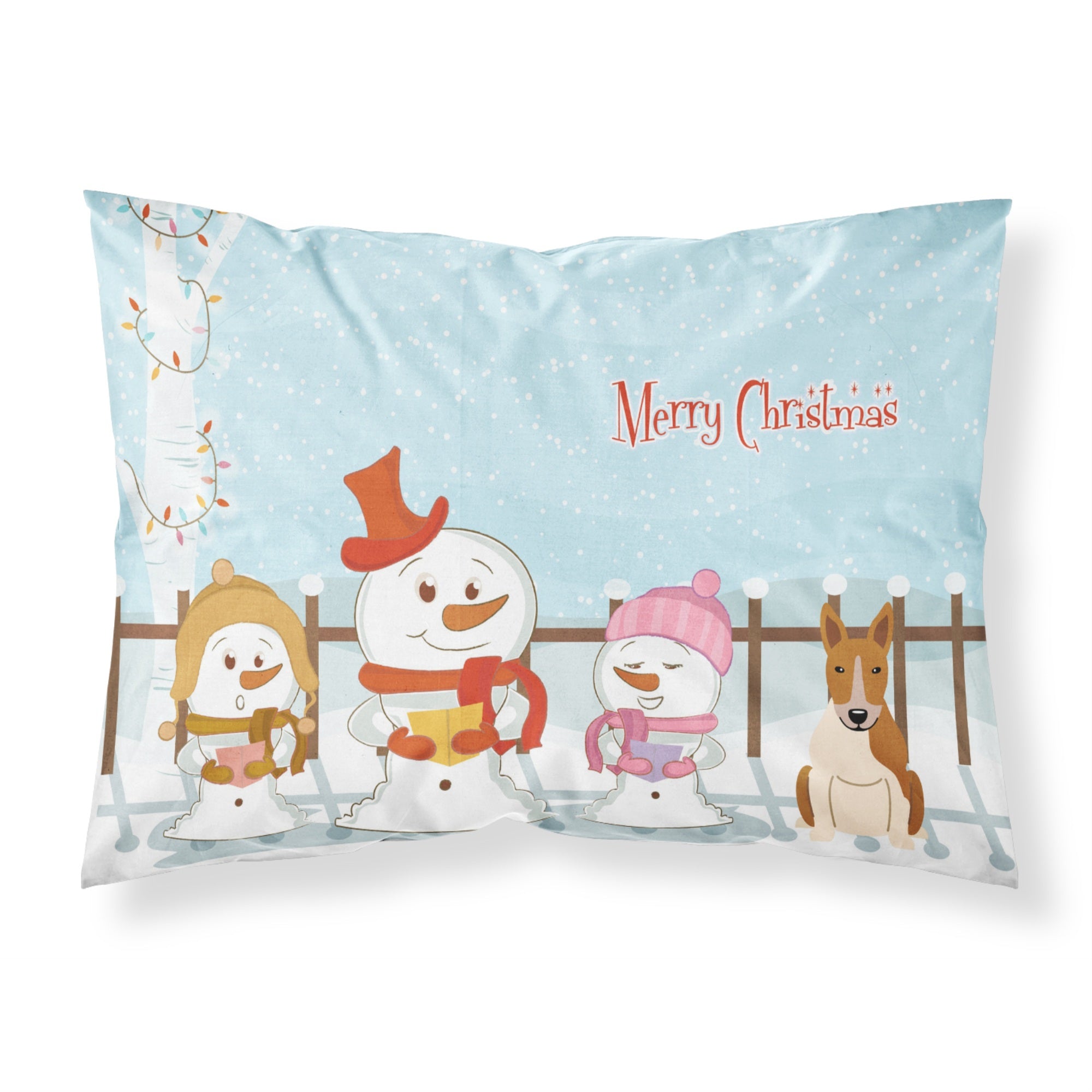 Caroline'S Treasures Merry Christmas Carolers Bull Terrier Red White Fabric Standard Pillowcase Bb2466Pillowcase, Multicolor