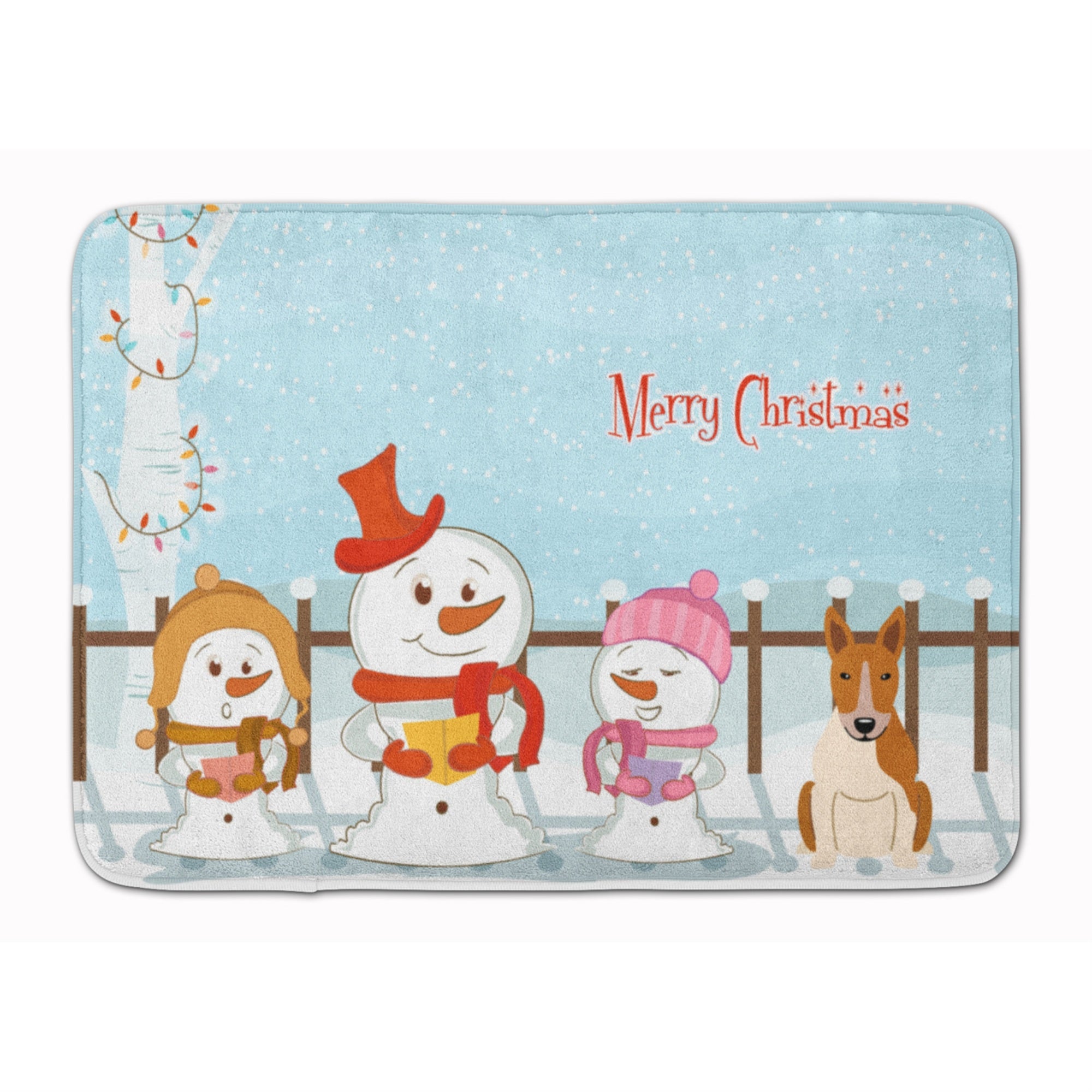 Caroline'S Treasures Merry Christmas Bull Terrier Red White Floor Mat, 19 X 27, Multicolor