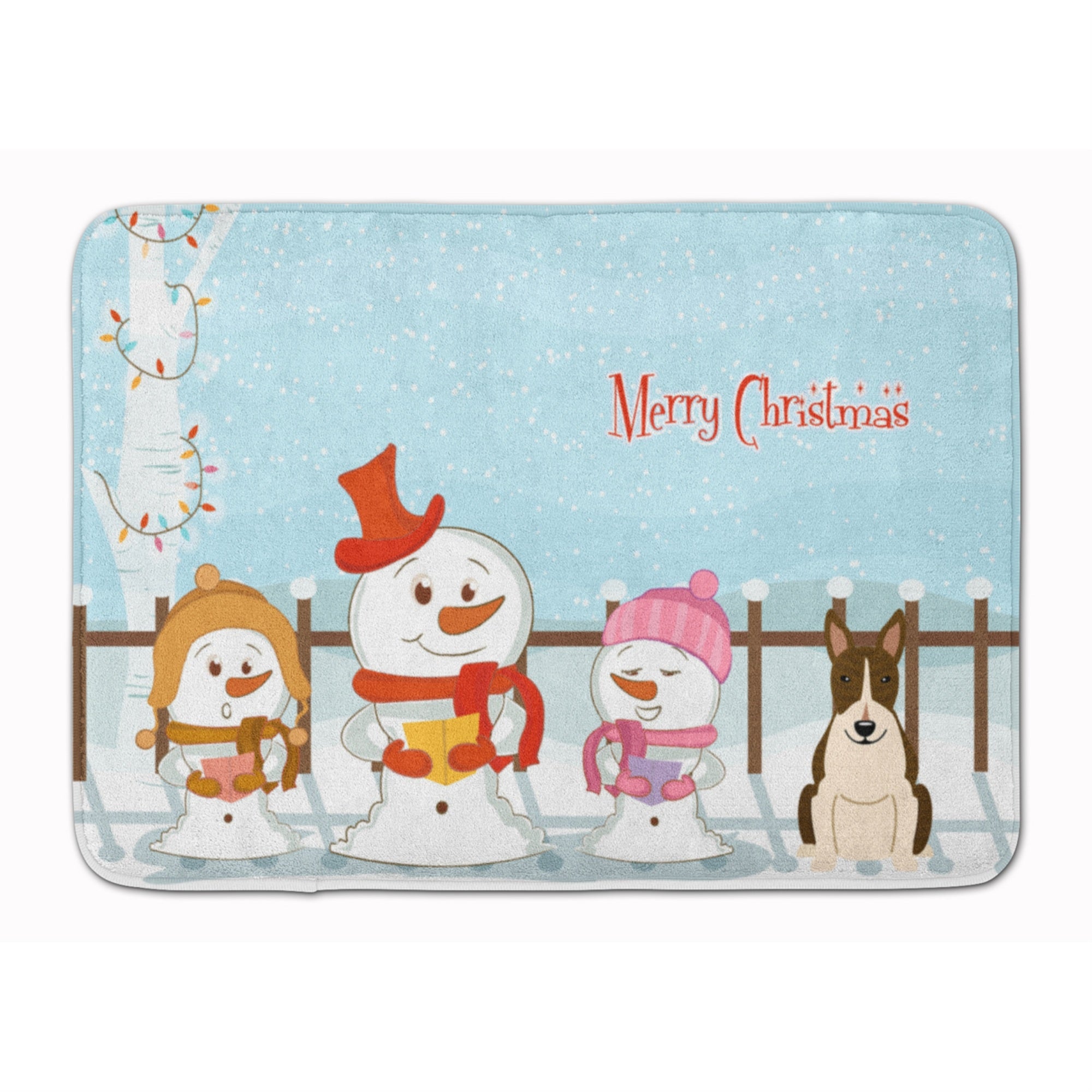 Caroline'S Treasures Christmas Bull Terrier Dark Brindle Floor Mat, 19 X 27, Multicolor