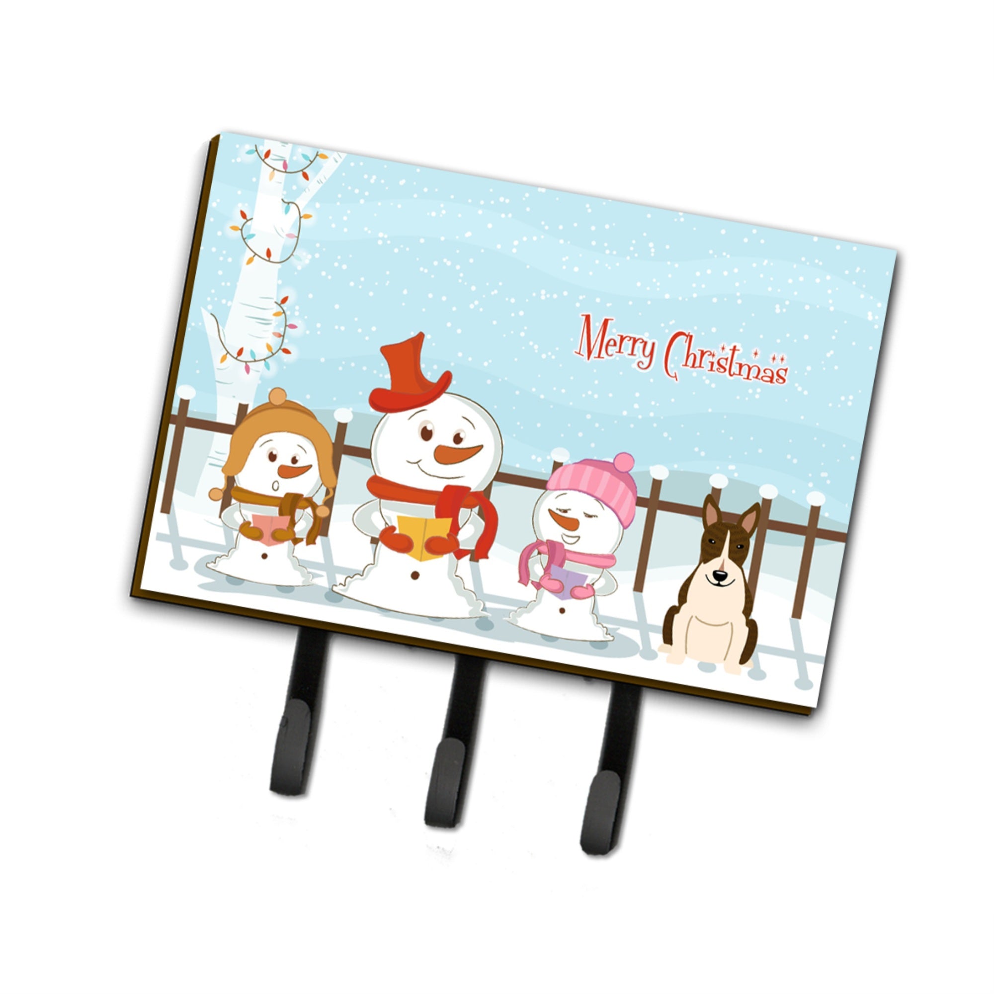 Caroline'S Treasures Merry Christmas Carolers Bull Terrier Dark Brindle Leash Or Key Holder Bb2467Th68, Triple, Multicolor