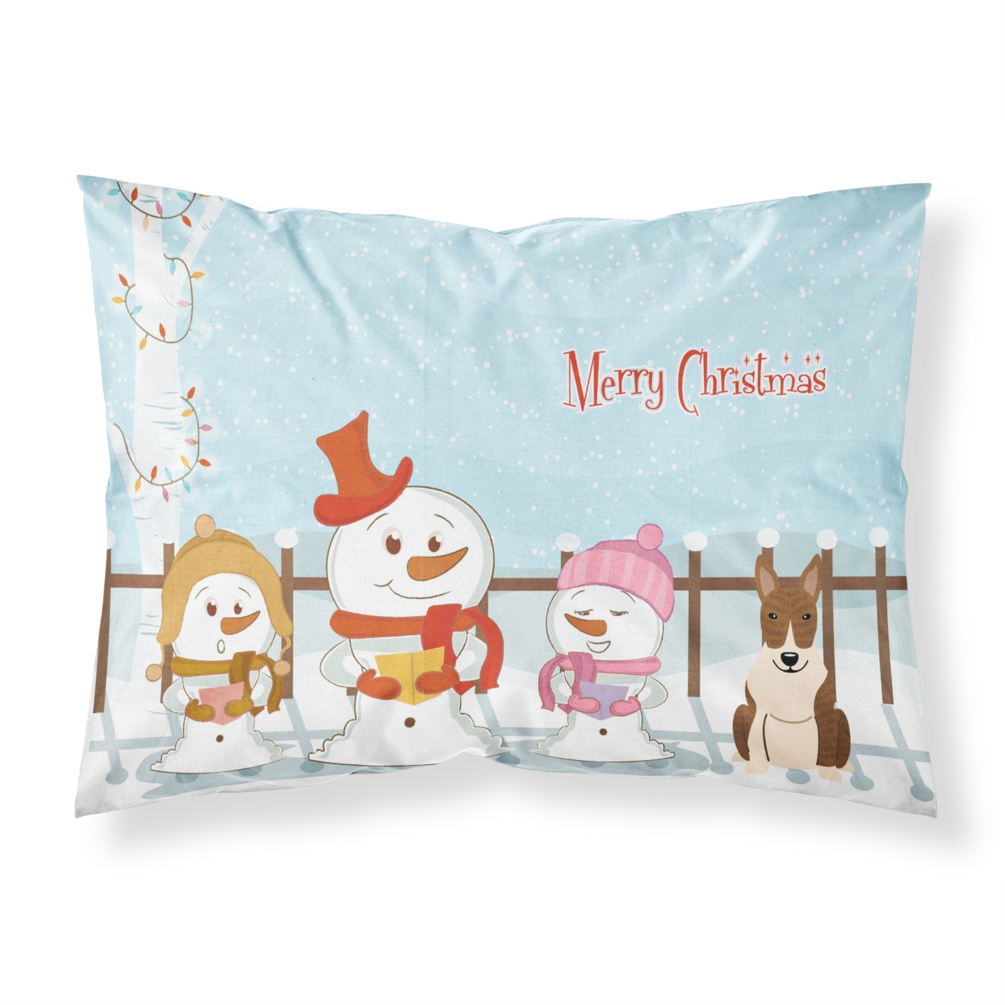 Caroline'S Treasures Merry Christmas Carolers Bull Terrier Brindle Fabric Standard Pillowcase Bb2468Pillowcase, Multicolor