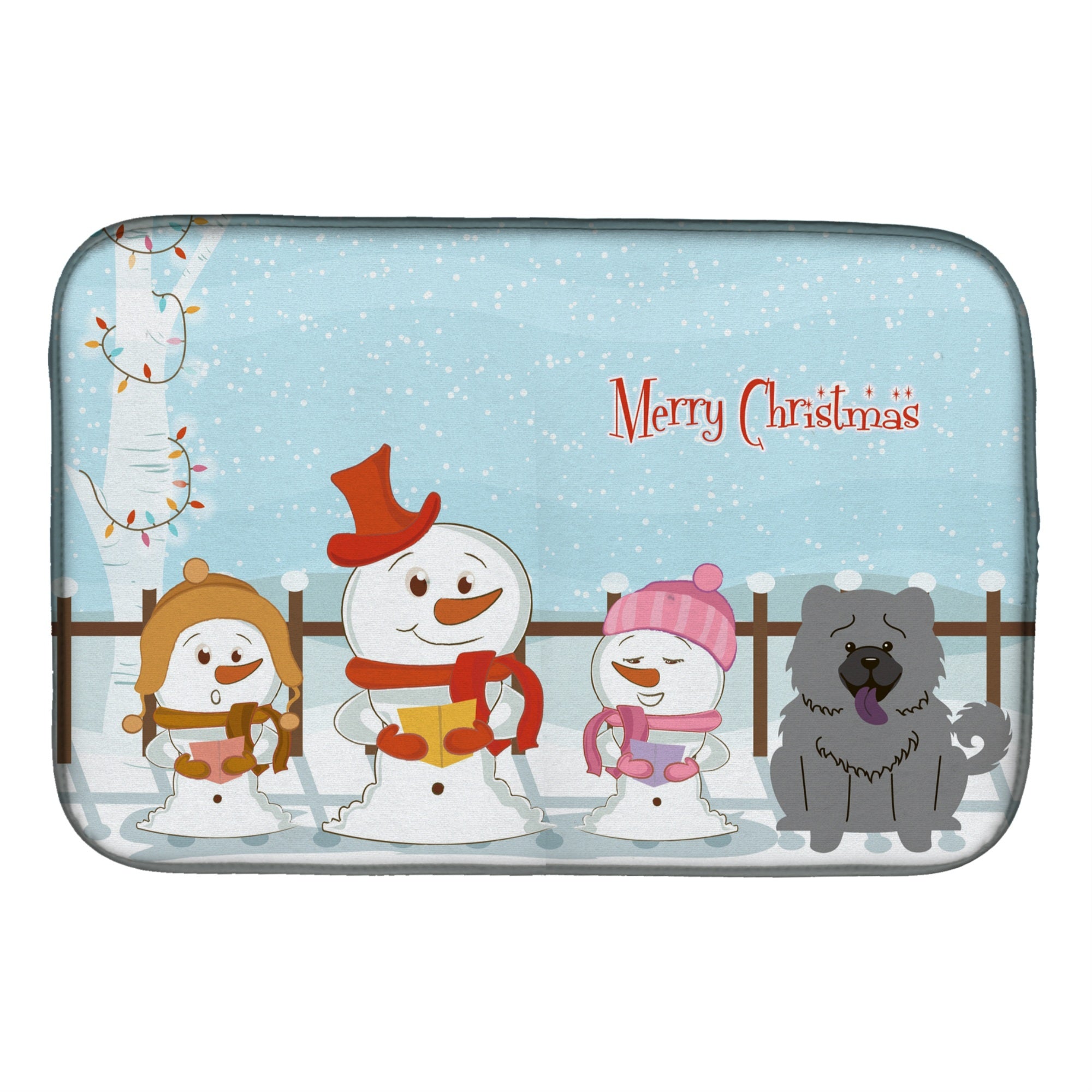 Caroline'S Treasures Merry Christmas Carolers Chow Blue Dish Drying Mat, 14 X 21