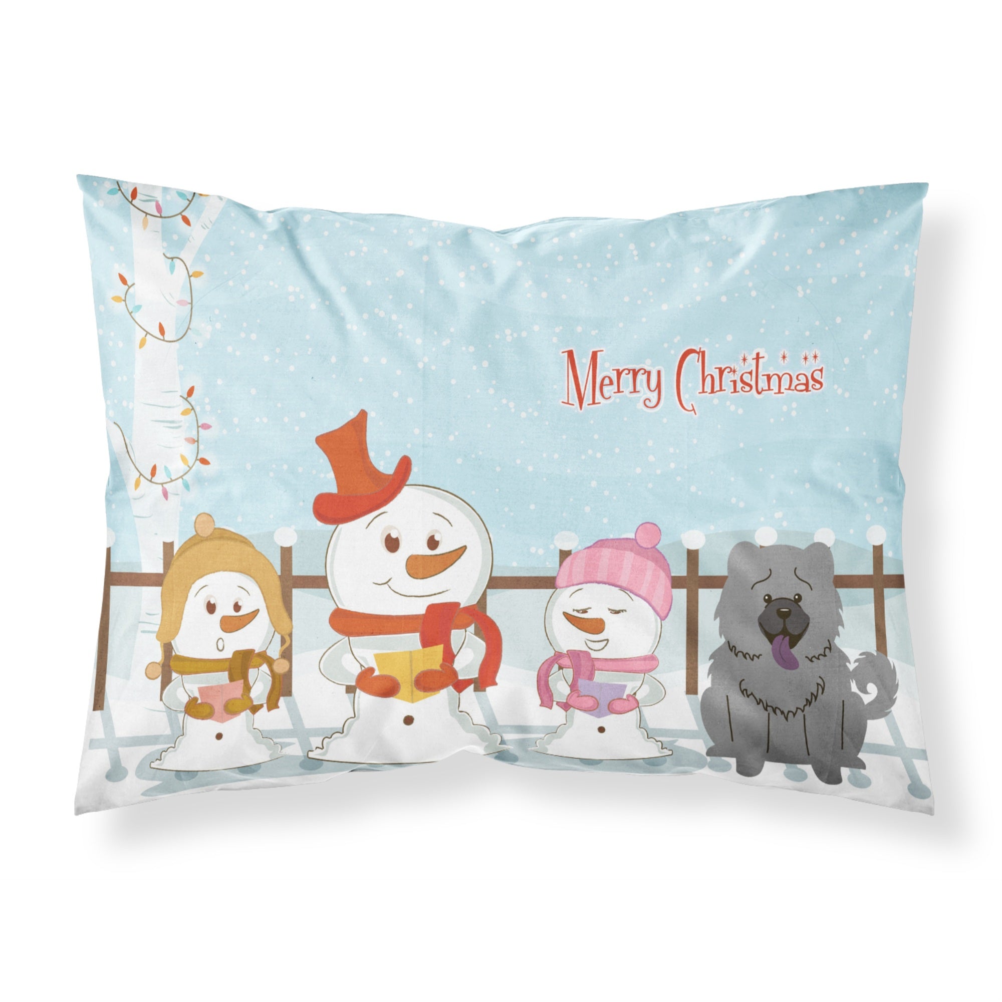 Caroline'S Treasures Merry Christmas Carolers Chow Blue Fabric Standard Pillowcase Bb2470Pillowcase, Multicolor