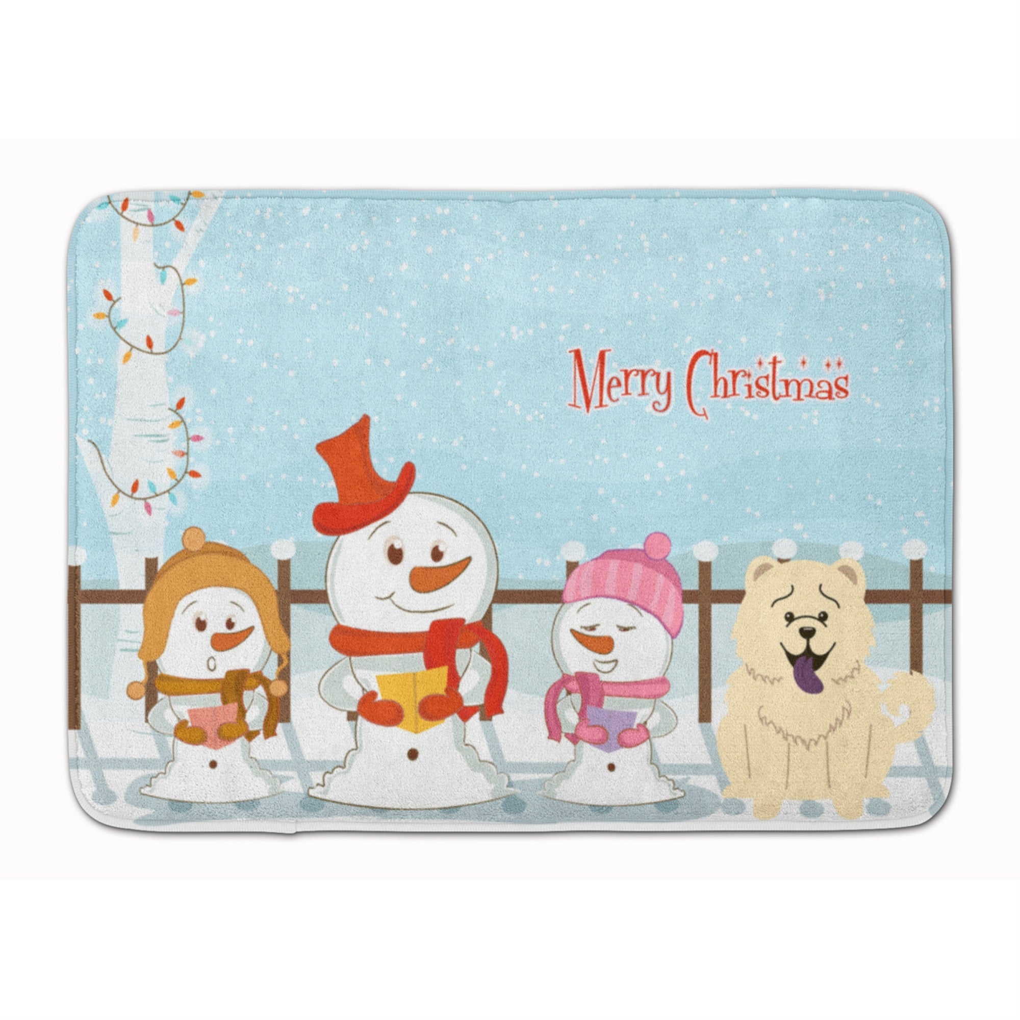Caroline'S Treasures Merry Christmas Chow White Floor Mat, 19 X 27, Multicolor