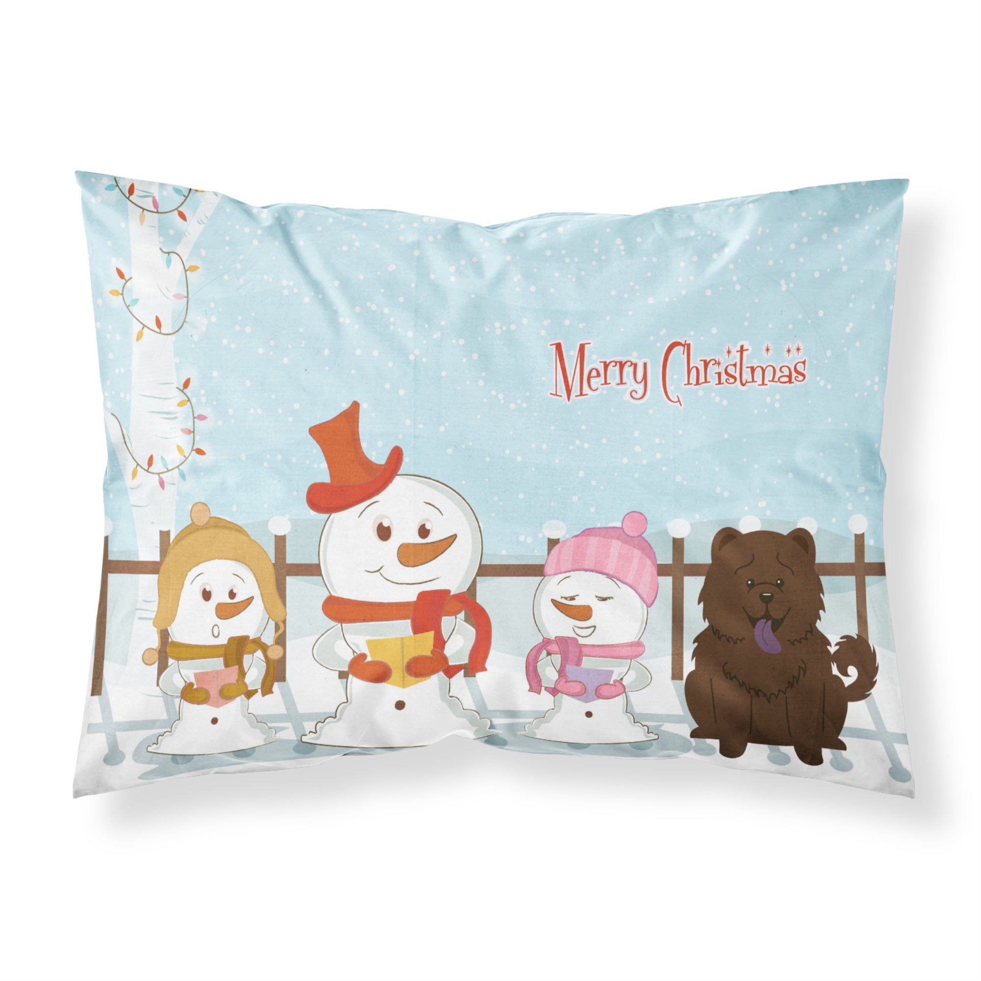 Caroline'S Treasures Merry Christmas Carolers Chow Chocolate Fabric Standard Pillowcase Bb2472Pillowcase, Multicolor